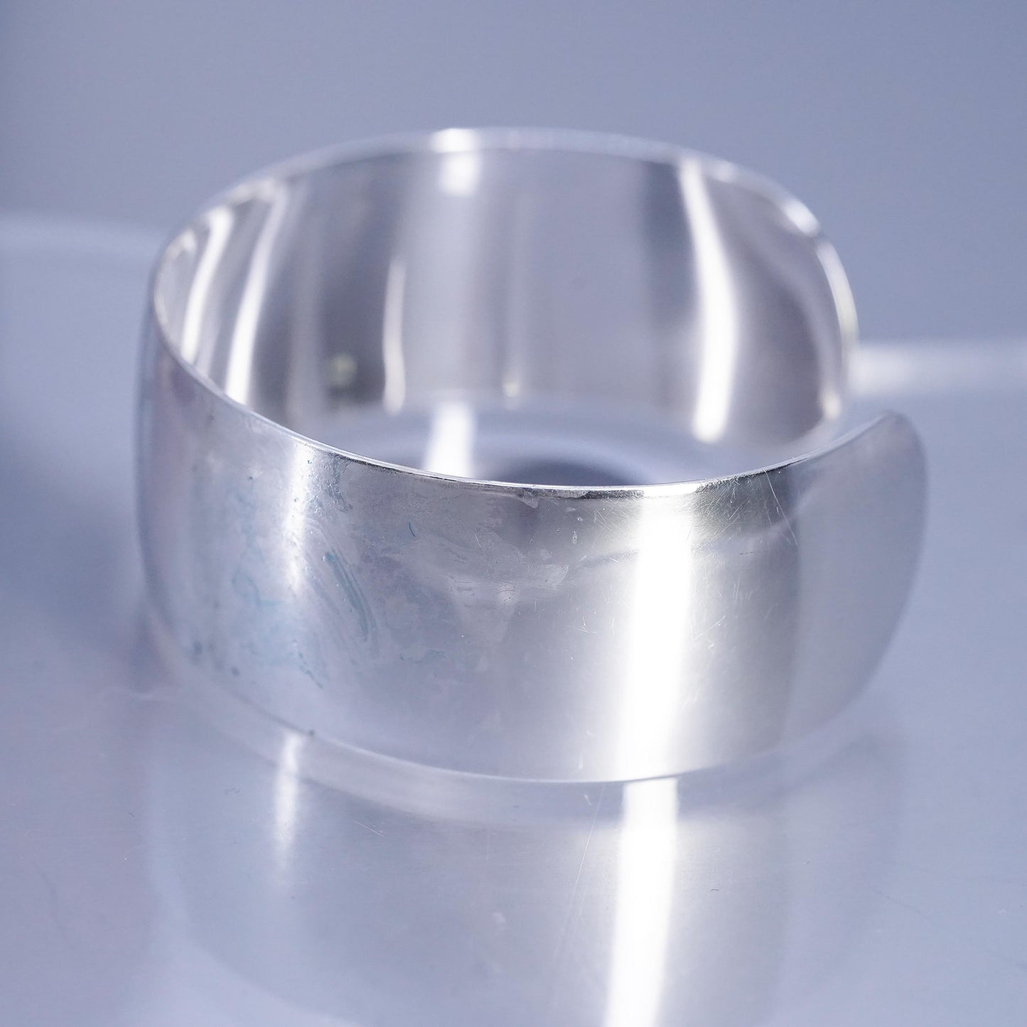 6.5”, Vintage UK Sterling 925 silver handmade bracelet, wide cuff