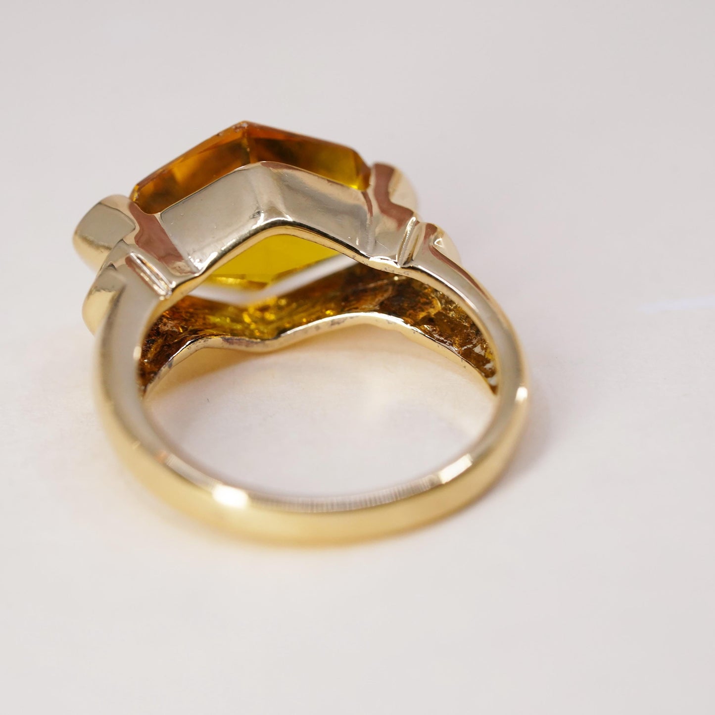 Size 6, Vermeil gold over sterling silver citrine ring, 925 band, engagement