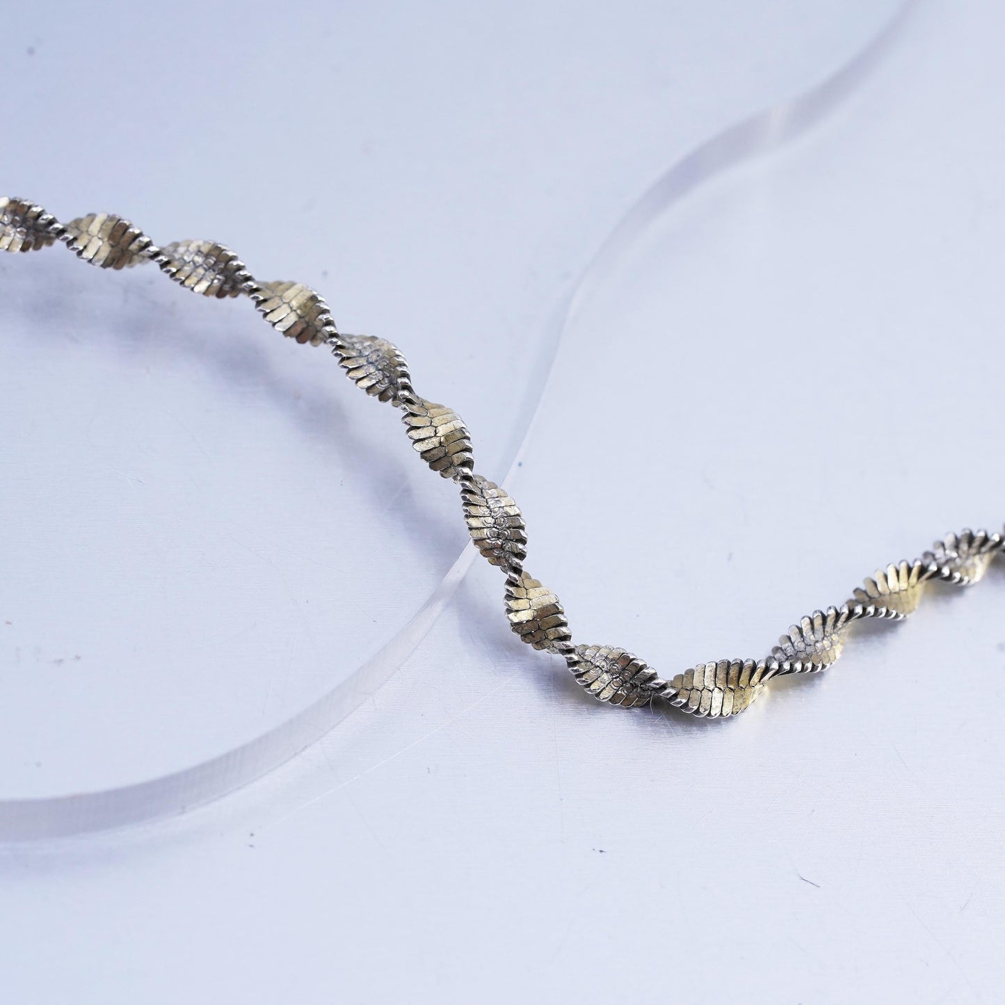 24", Italy vermeil gold over Sterling 925 silver twisted herringbone necklace