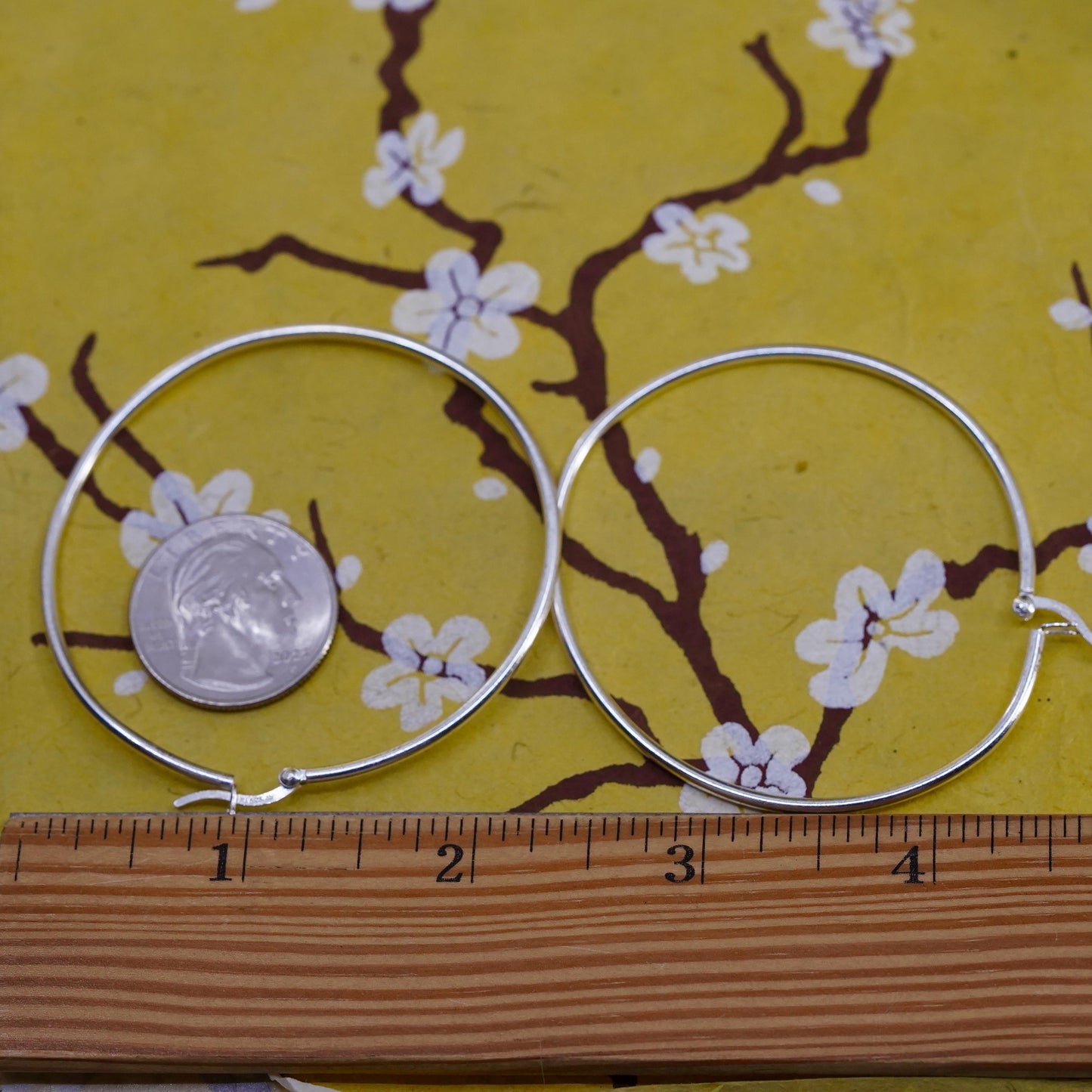 2.25”, FLAW! Sterling silver handmade earrings, huge bold 925 hoops