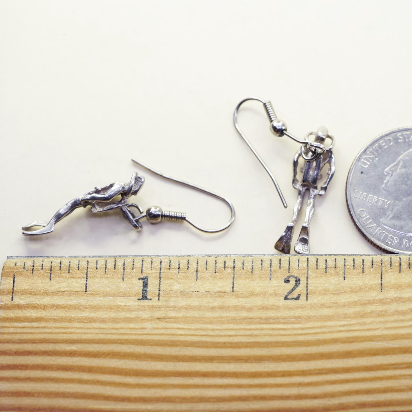 Vintage sterling 925 silver handmade diver drop earrings