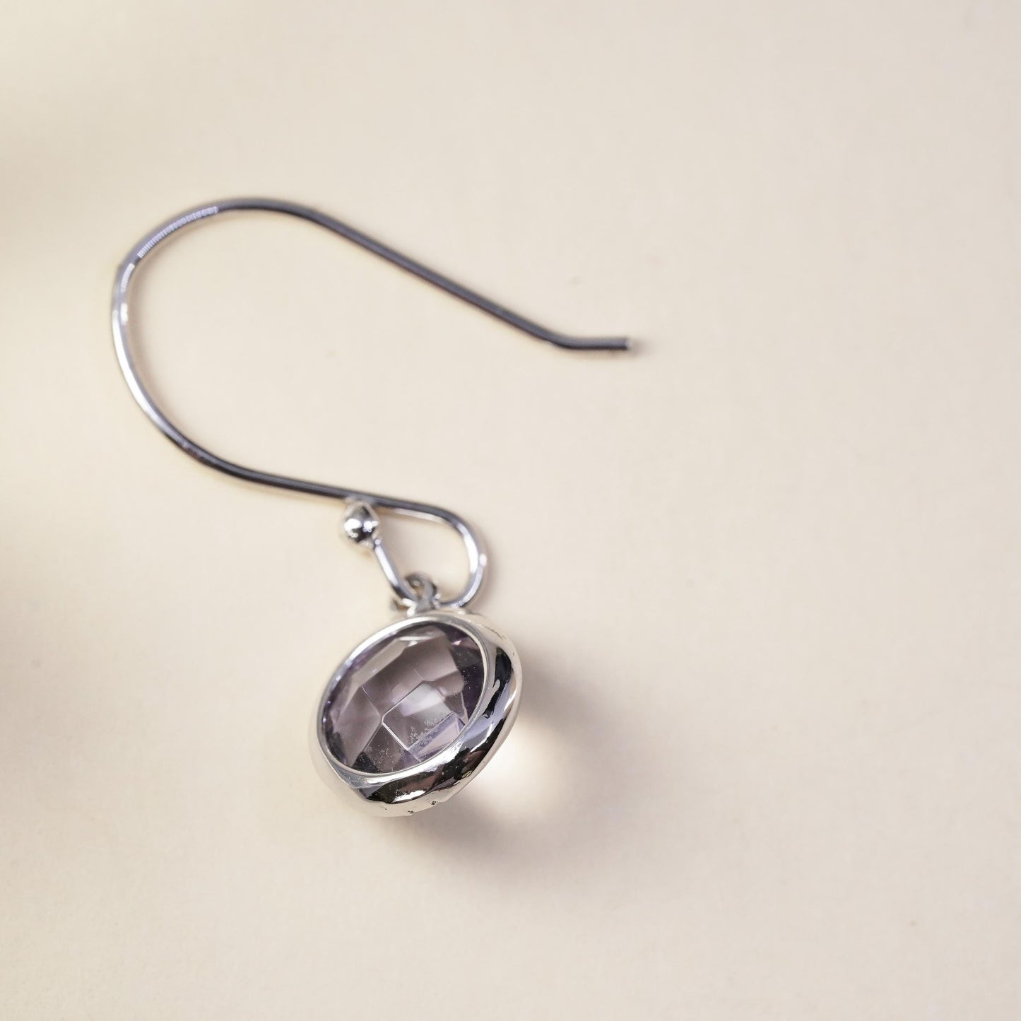 Vintage sterling silver single earring, 925 silver dangle with clear CZ