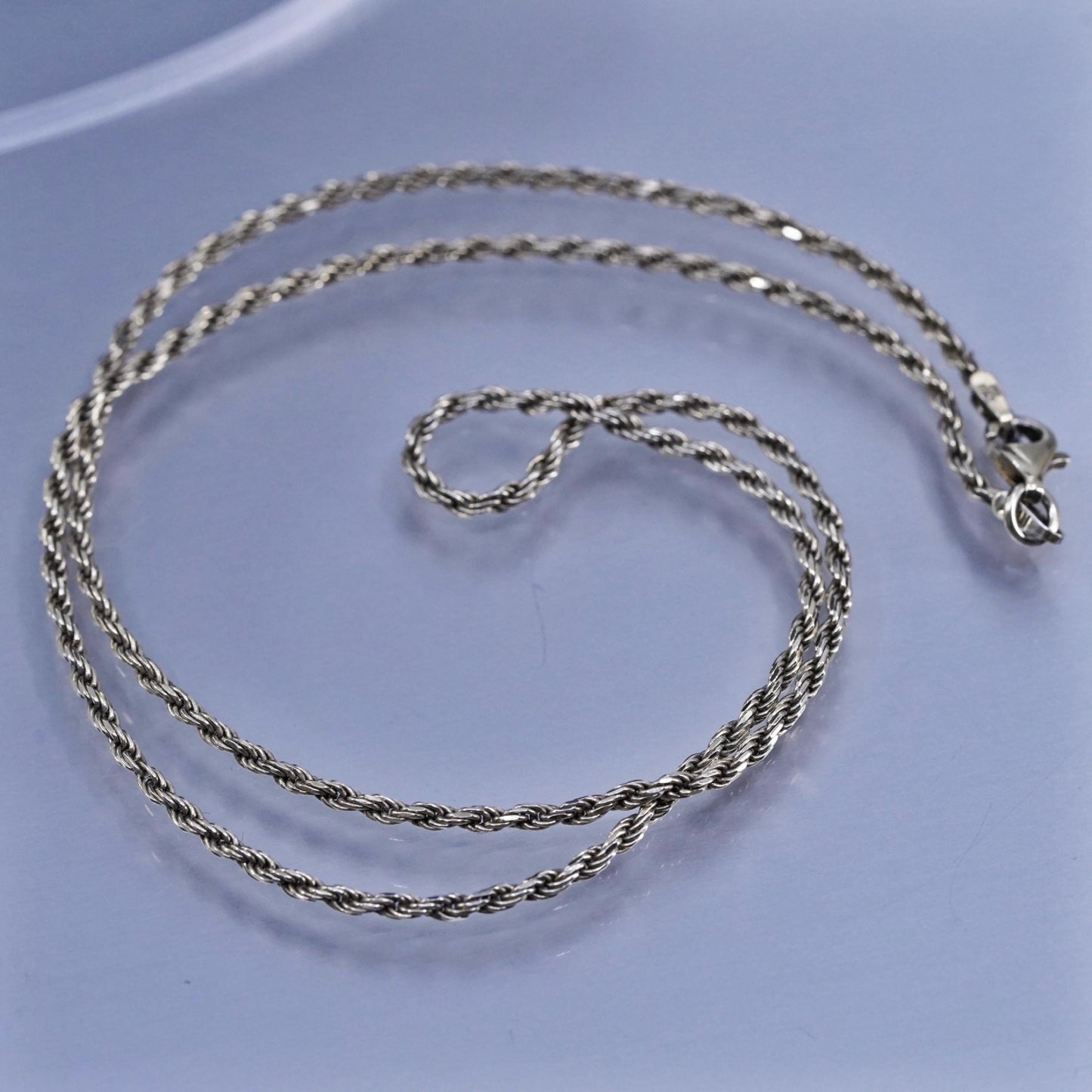 18” 2mm, vintage Italian vermeil gold over Sterling 925 silver rope chain necklace