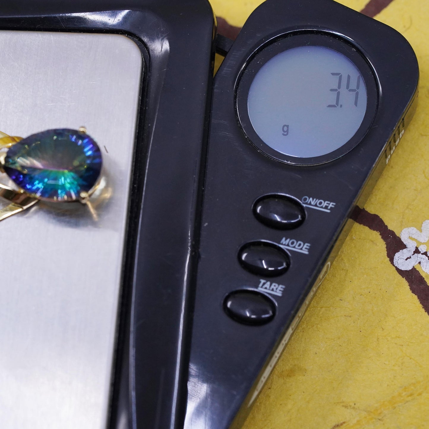 vermeil gold plated Sterling silver 925 tiny pendant teardrop rainbow quartz