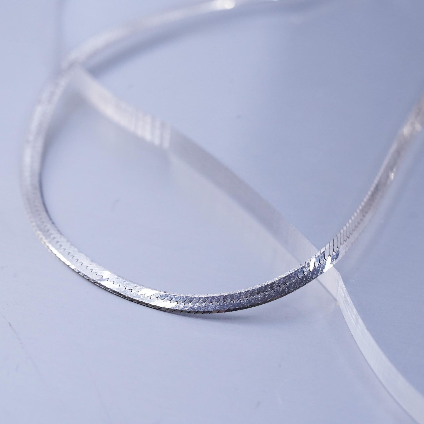20” 3mm, vintage Italian Sterling 925 silver herringbone chain necklace