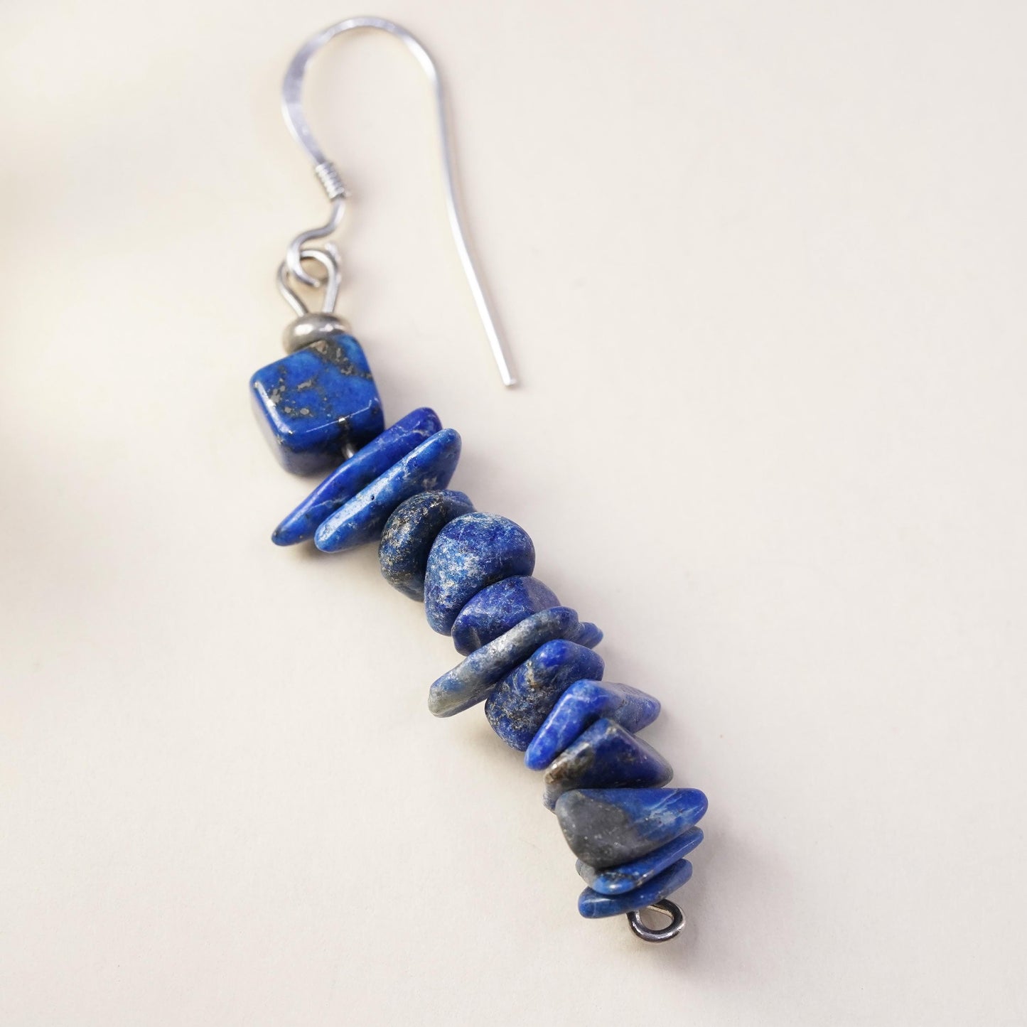 Southwestern sterling silver 925 handmade single earring W/ lapis lazuli beads