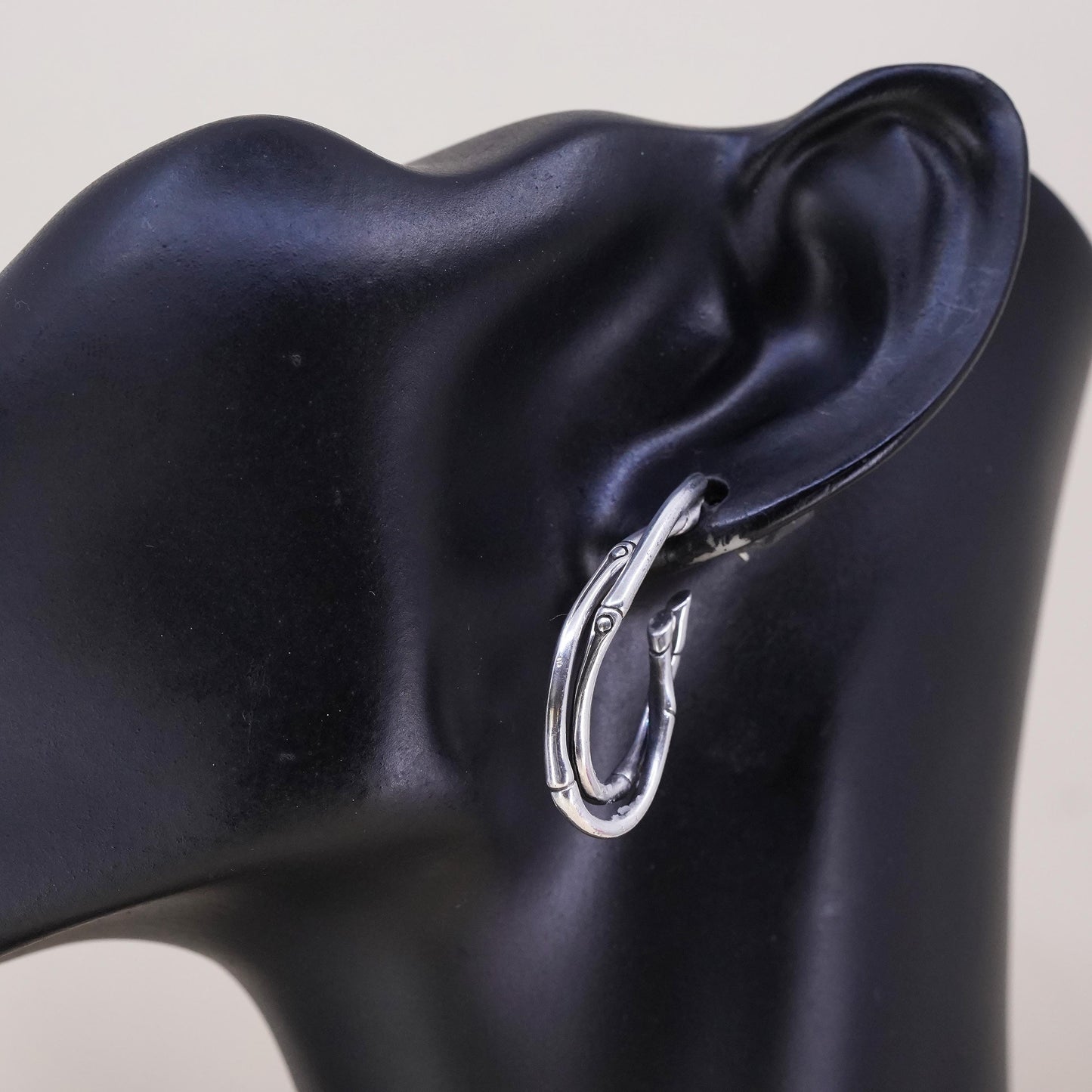 1.5", John Hardy 925 Sterling Silver Single Bamboo entwinted Earring