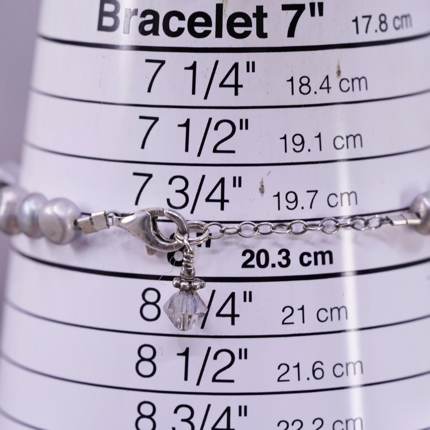 7+1”, Sterling silver bracelet, solid 925 silver clasp freshwater pearl beads