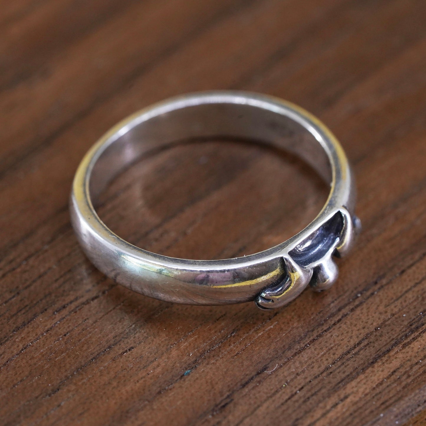 Size 8, Vintage Sterling silver handmade ring, 925 butterfly band