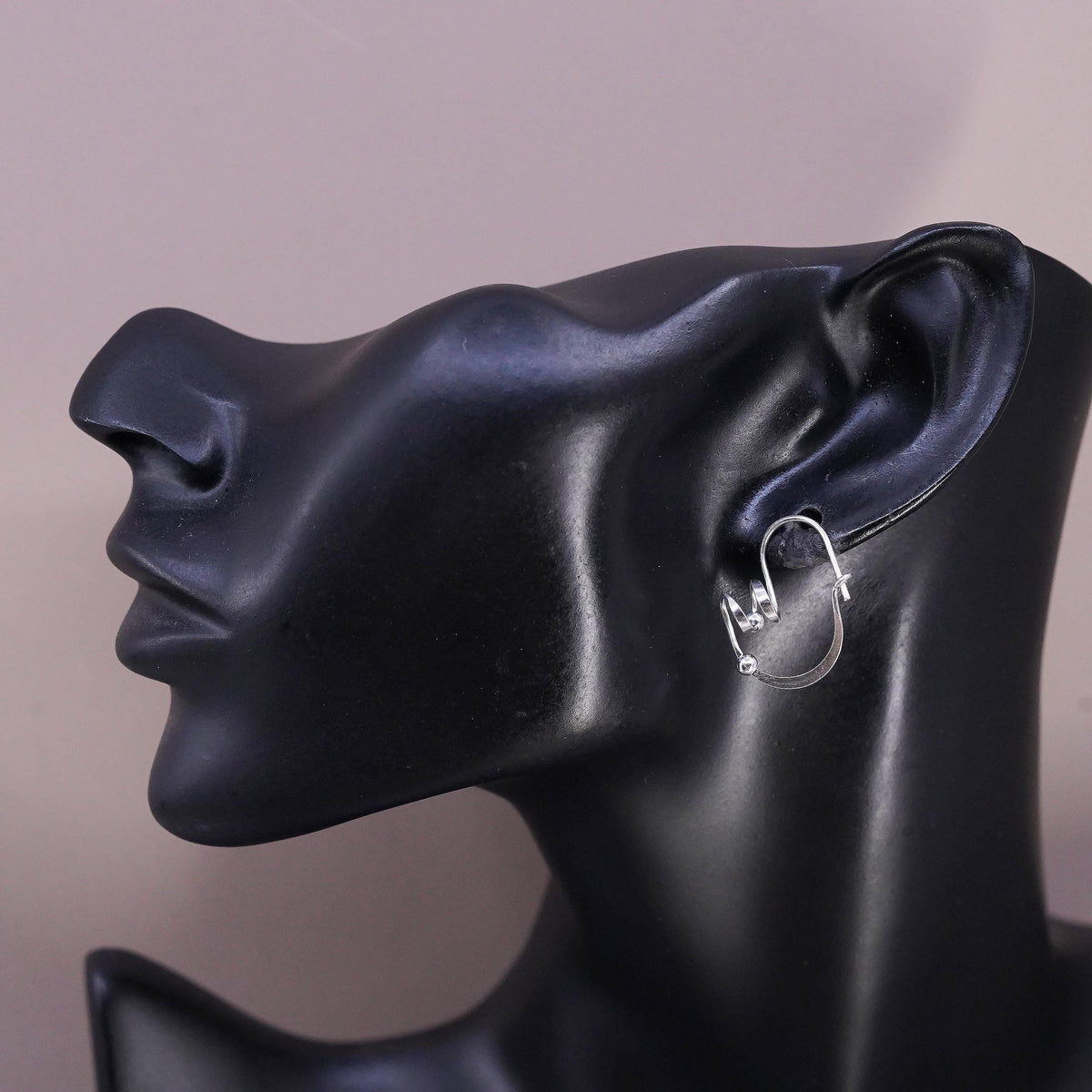 1", vintage Sterling silver handmade hoop earrings, 925 huggie hoops with beads
