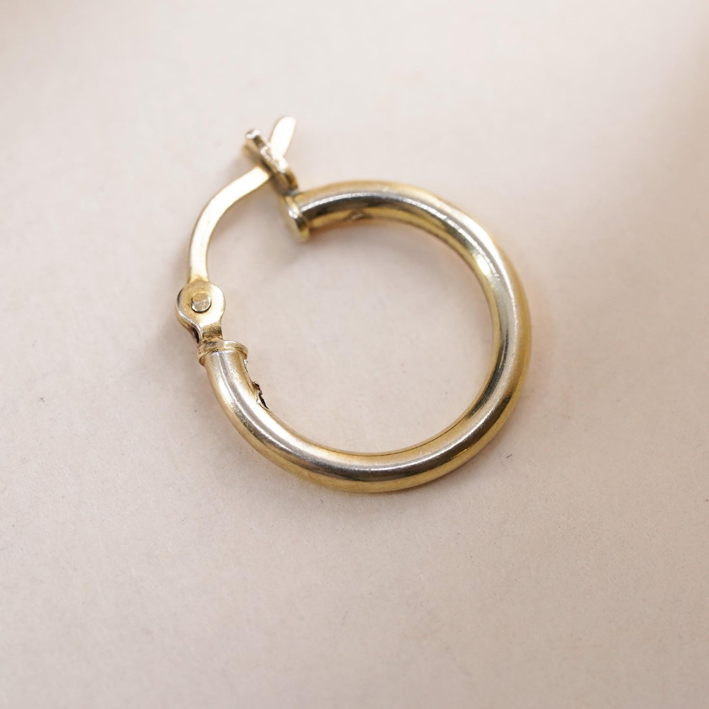 0.5", Vintage vermeil gold sterling silver loop single earring, fashion hoop