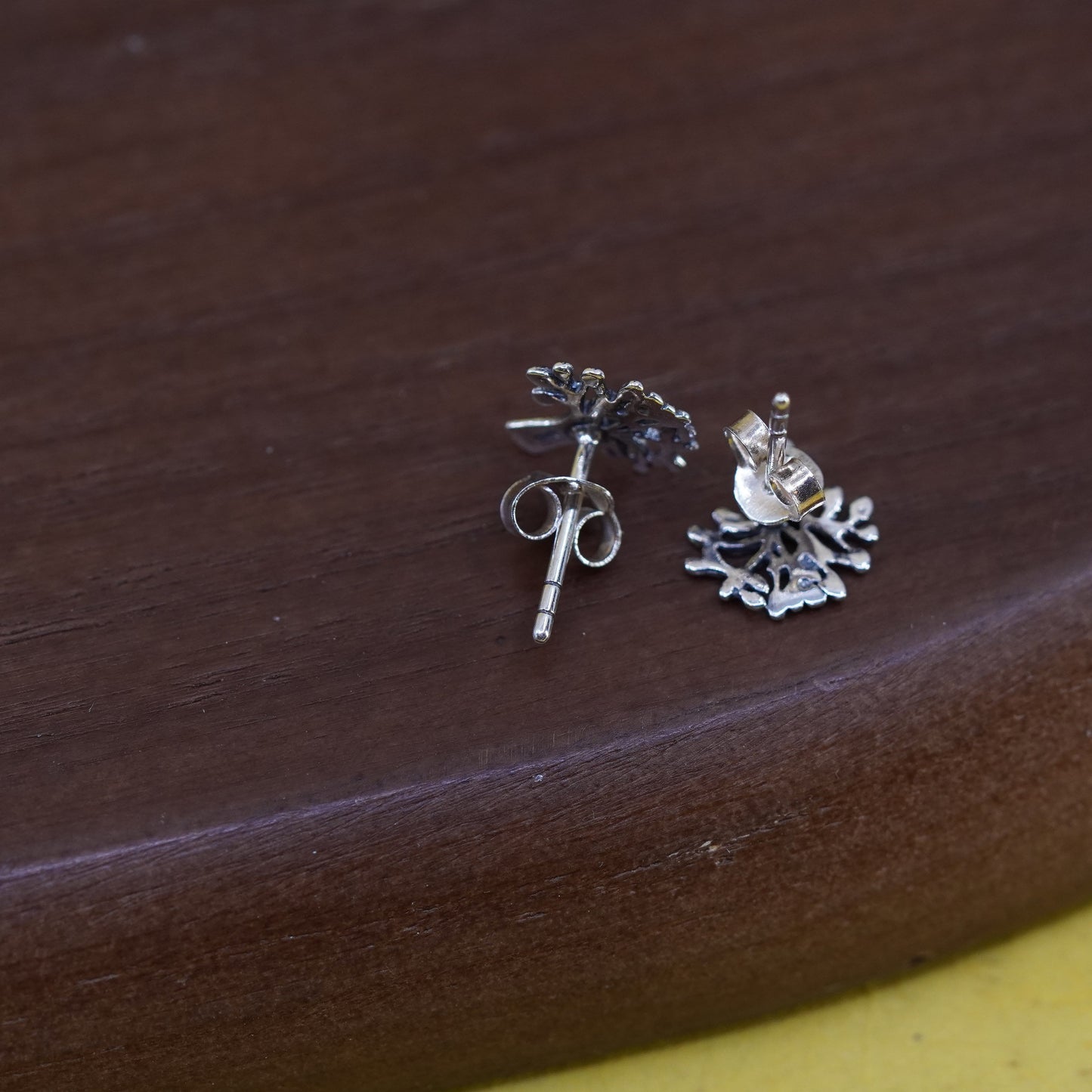Vintage Sterling silver handmade earrings, 925 tree studs