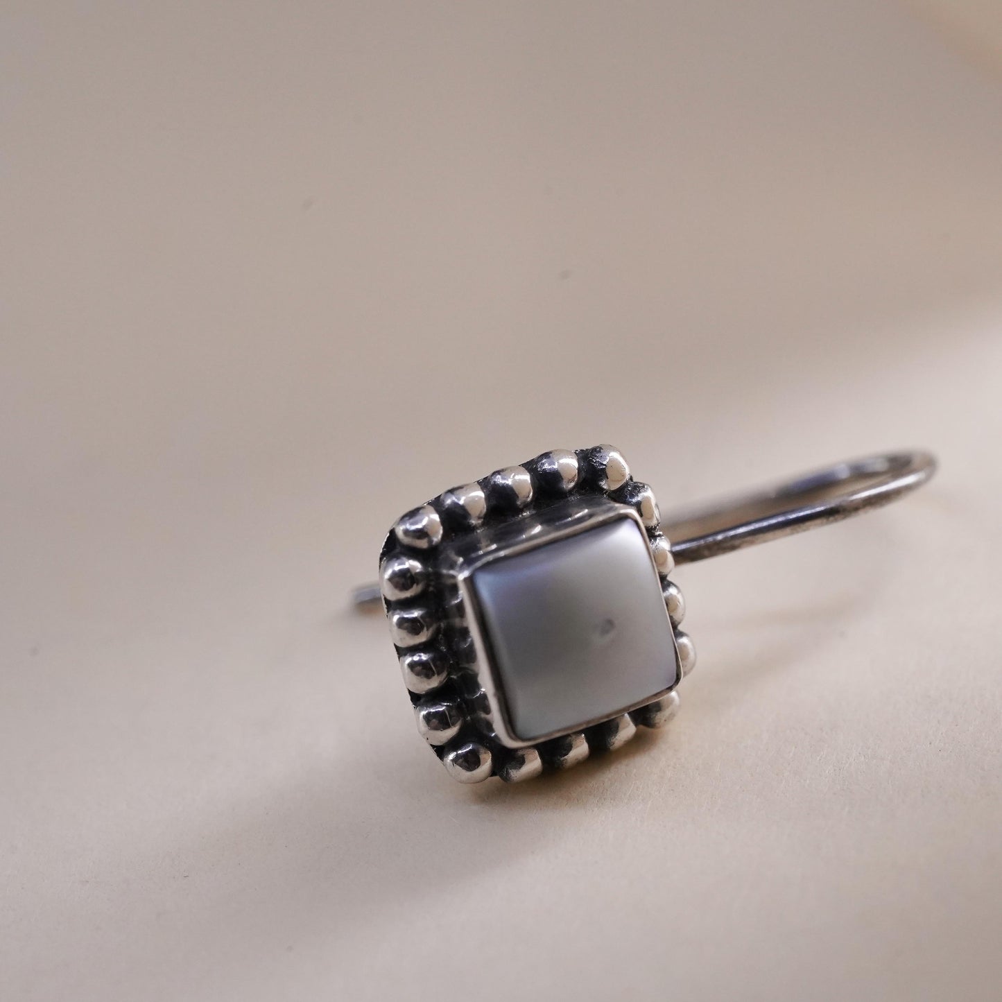 Retired Silpada W1394 Pearl Button Square single earring .925 Sterling Silver