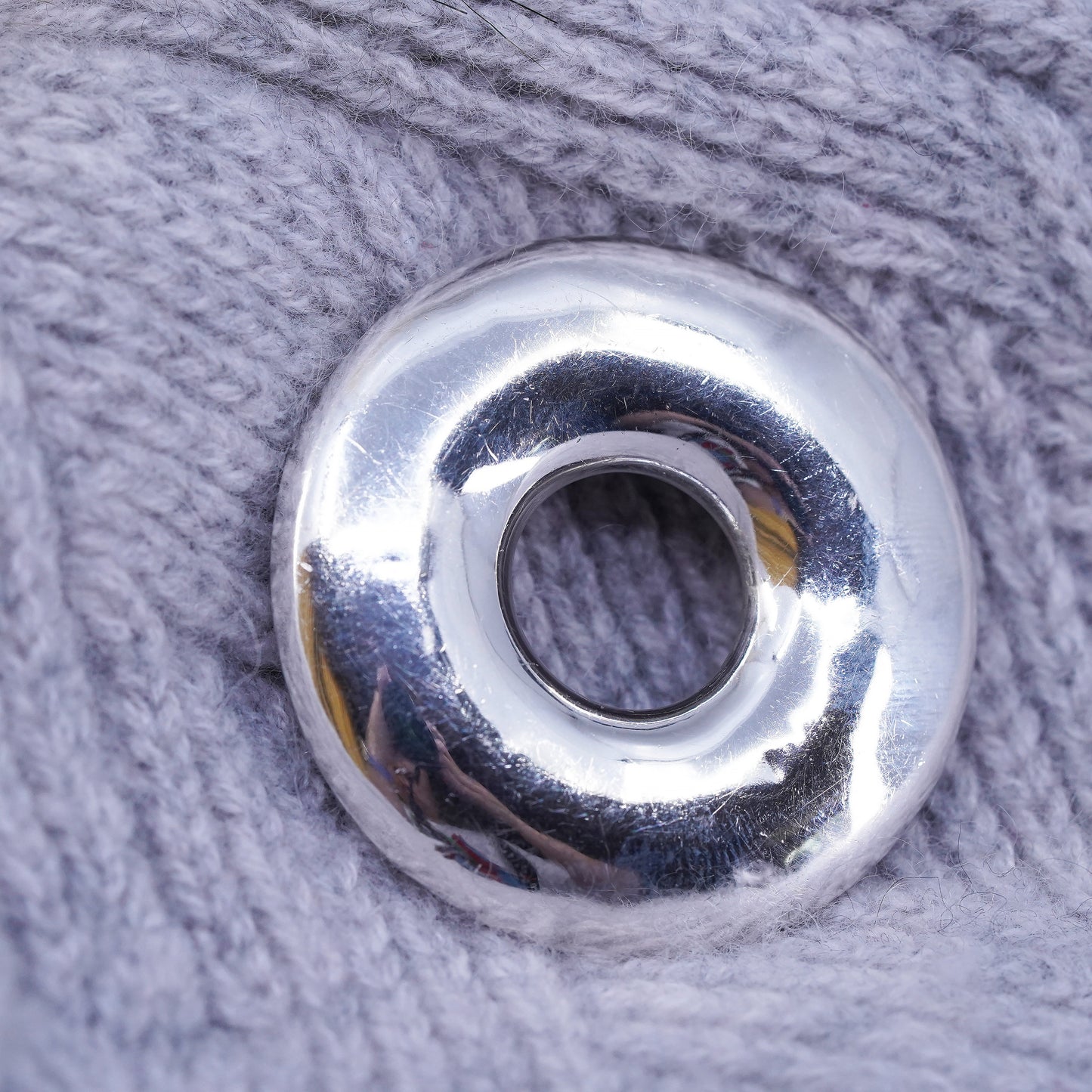 vintage Sterling silver handmade pendant, huge 925 circle
