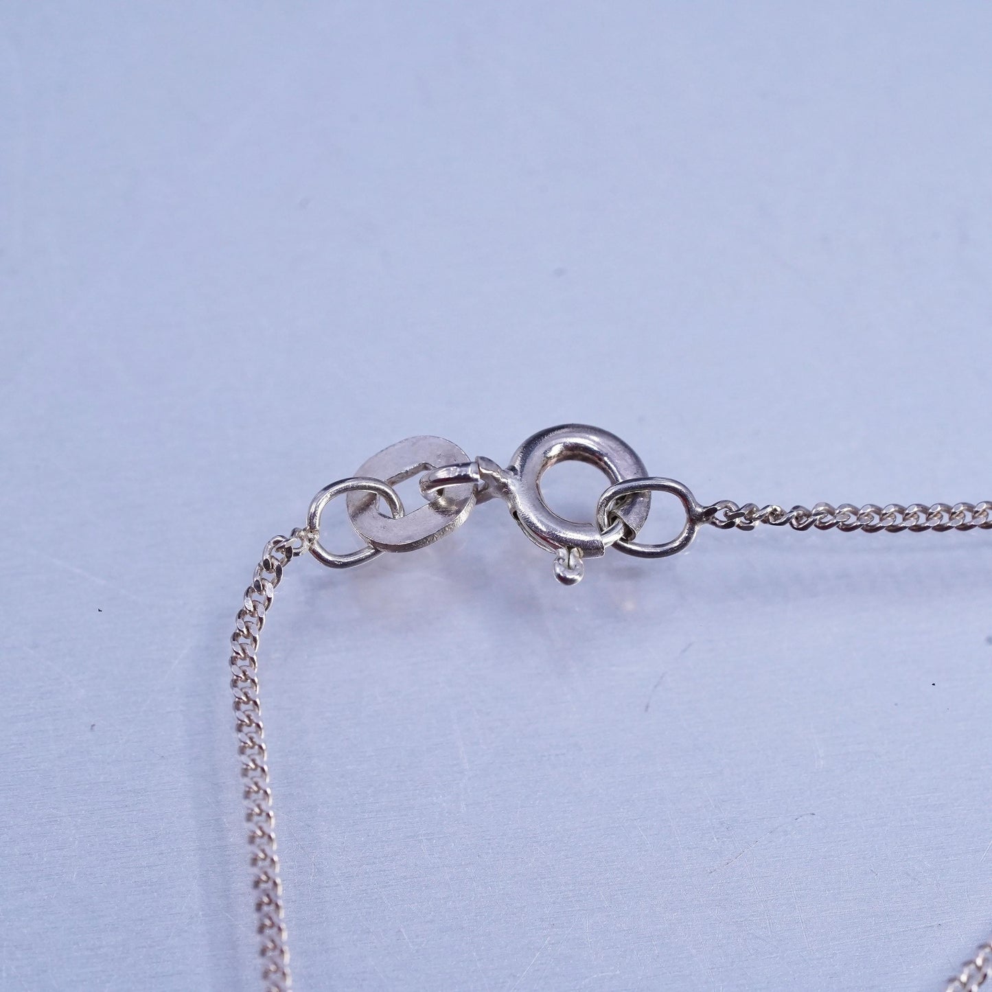 16", Vintage 925 Sterling Silver curb chain necklace Name Paisley Tag Pendant
