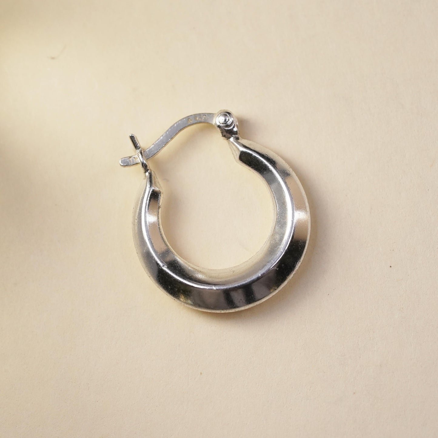 0.5", Vintage sterling silver single earring, fashion minimalist primitive hoop