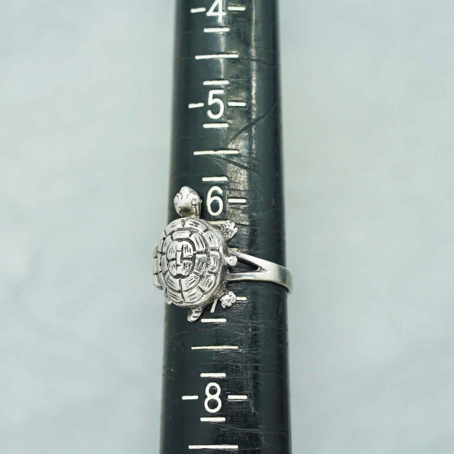 Size 6.5, vintage Sterling 925 silver handmade turtle ring