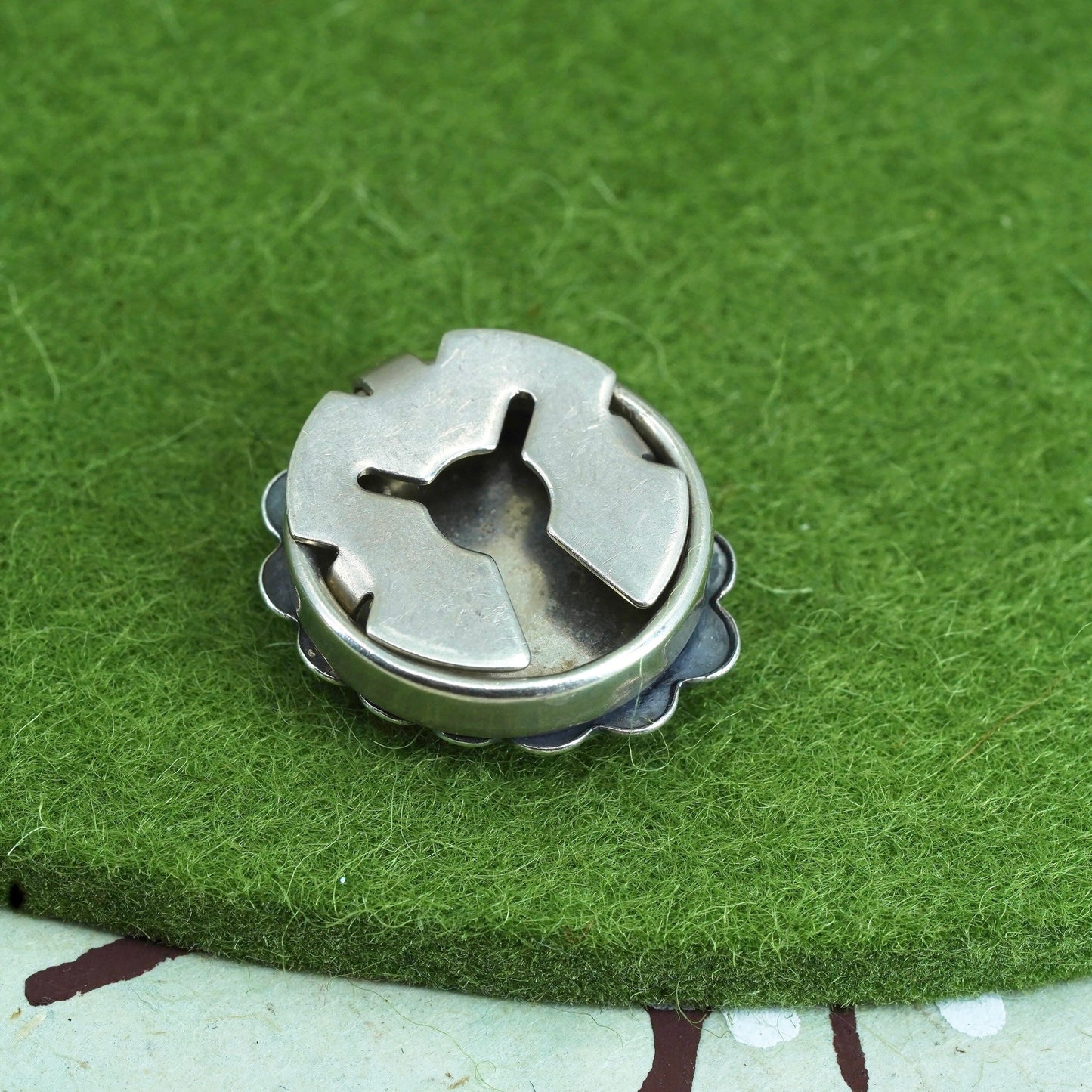 Native American handmade sterling silver 925 button cover