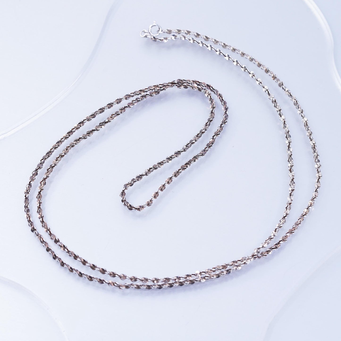 30” 2mm, vintage Sterling 925 silver bold twisted s link chain necklace