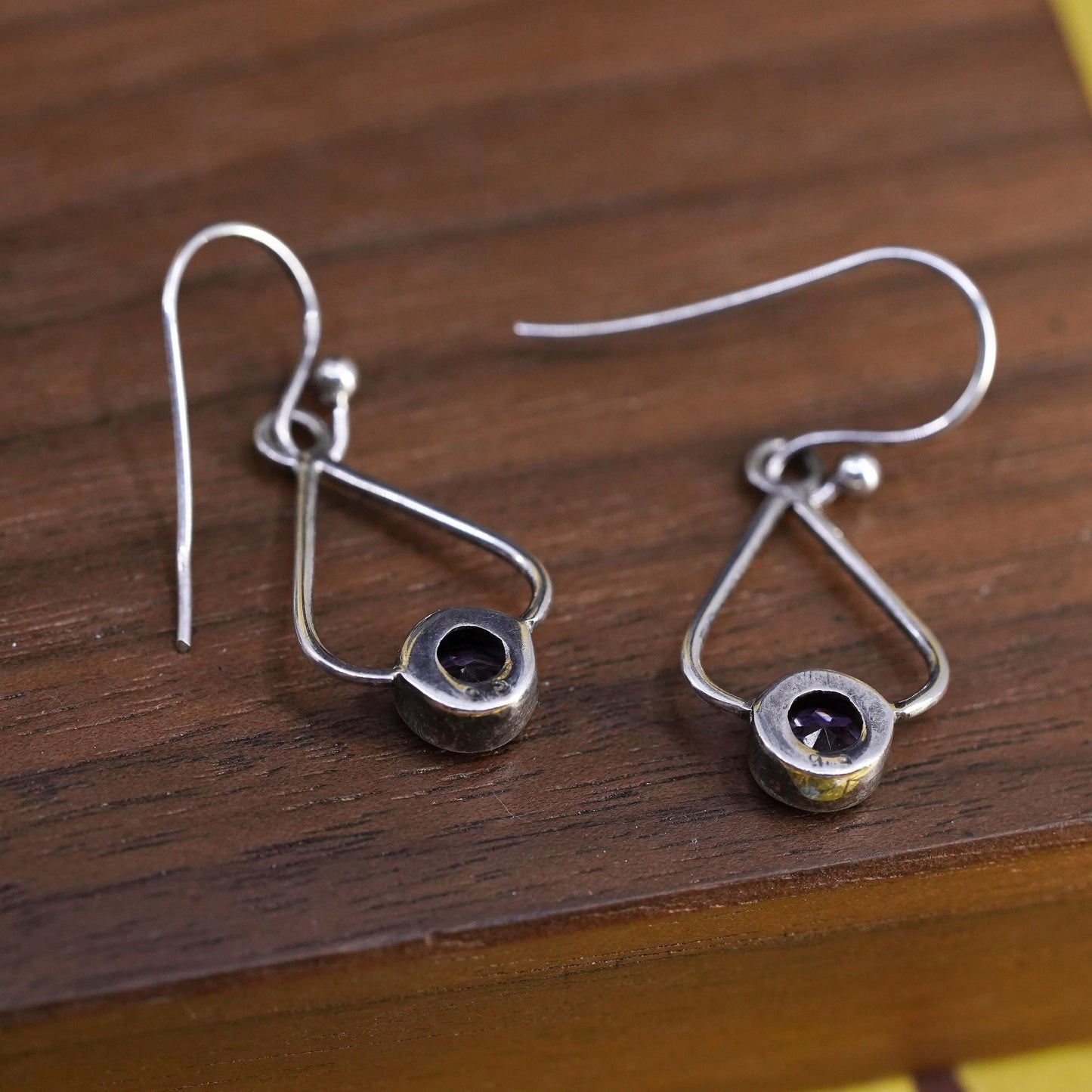 Vintage Sterling 925 silver handmade earrings with amethyst