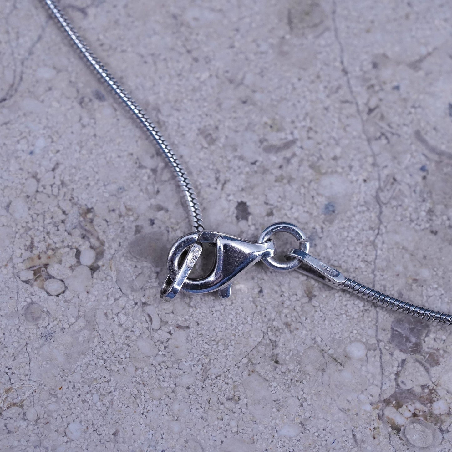 18", vintage Sterling silver handmade necklace, 925 snake chain elk pendant