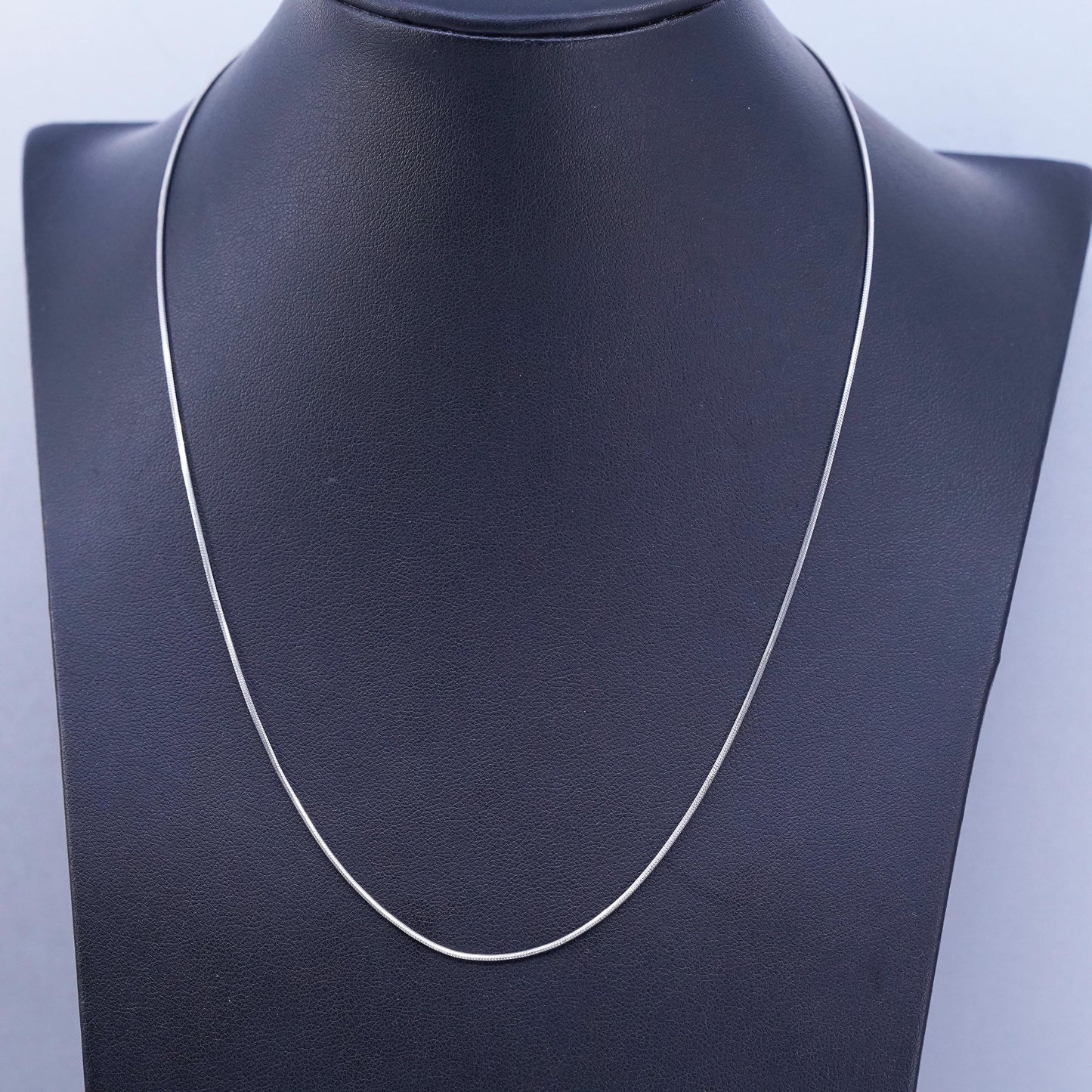 18” 1mm, vintage Italian Sterling 925 silver square snake chain necklace