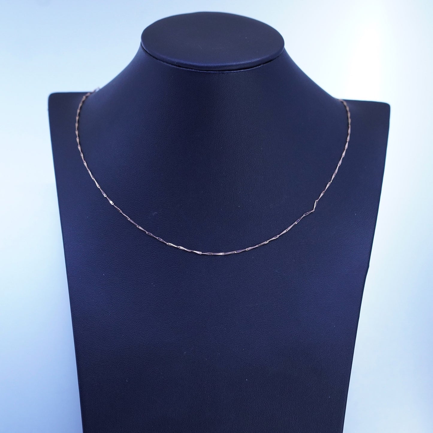 24” 1mm, vintage rose gold over Sterling 925 silver bar chain necklace