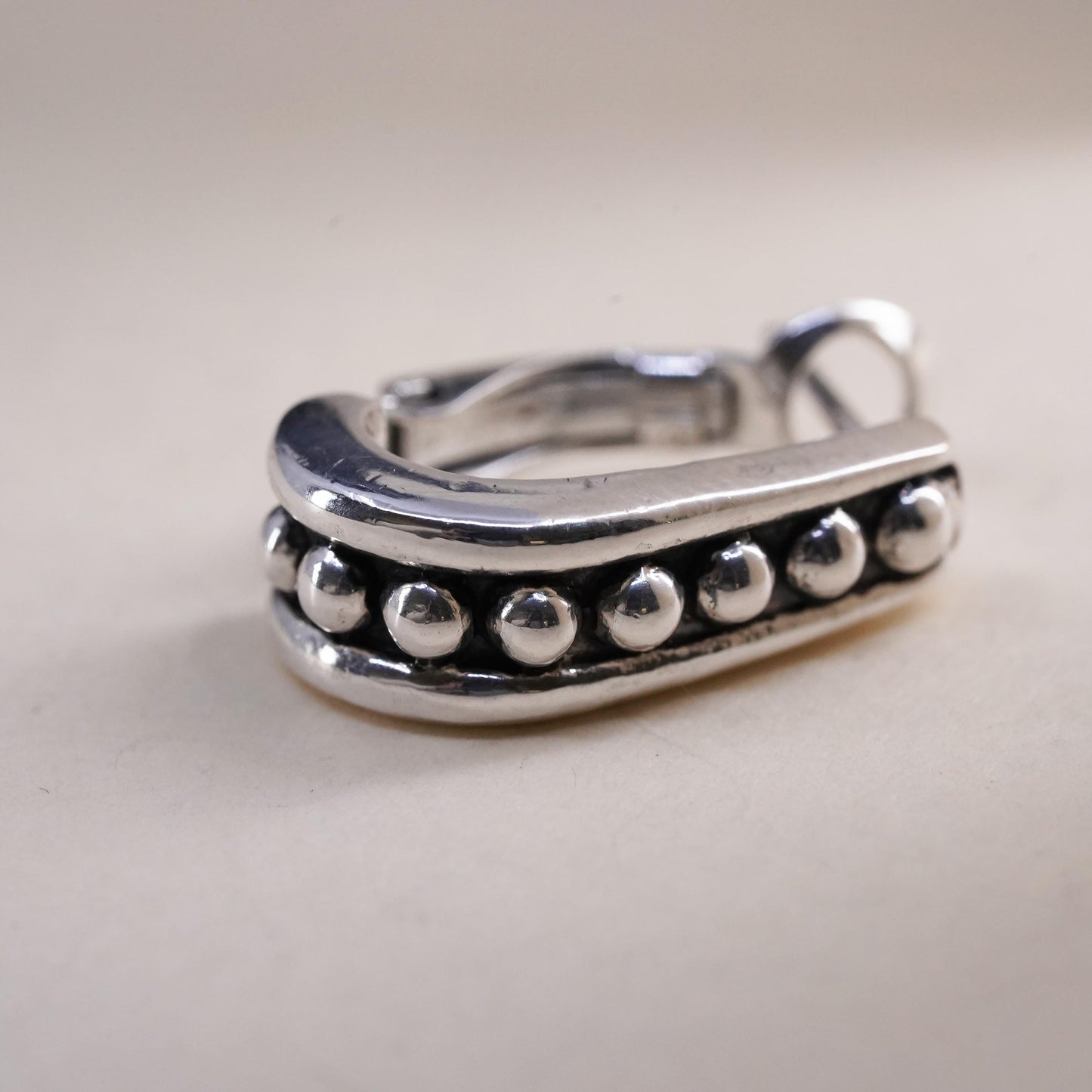 Vintage handmade single 1 earring. Sterling 925 silver huggie stud with beads
