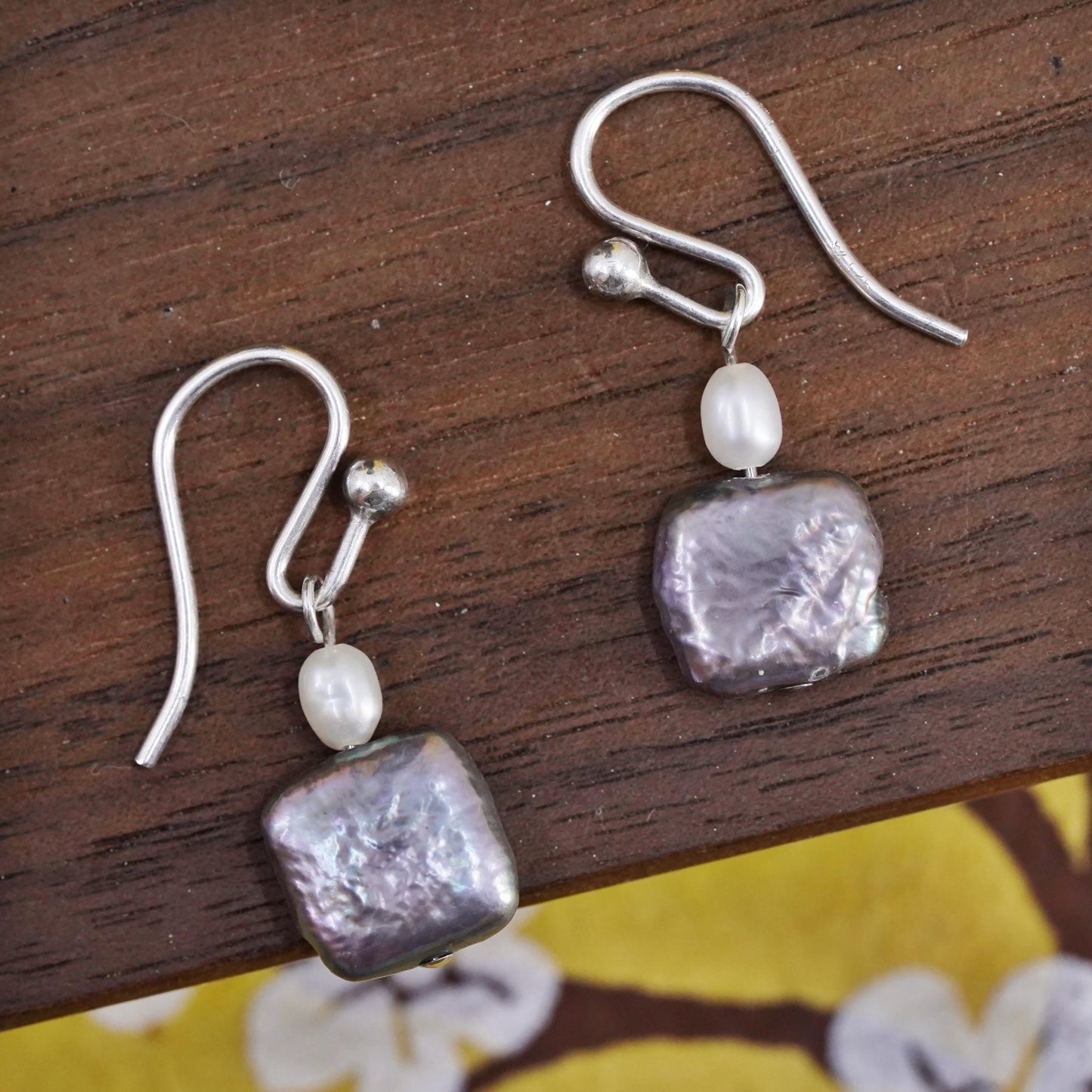 Vintage Silpada Sterling 925 silver handmade earrings with black coin pearl