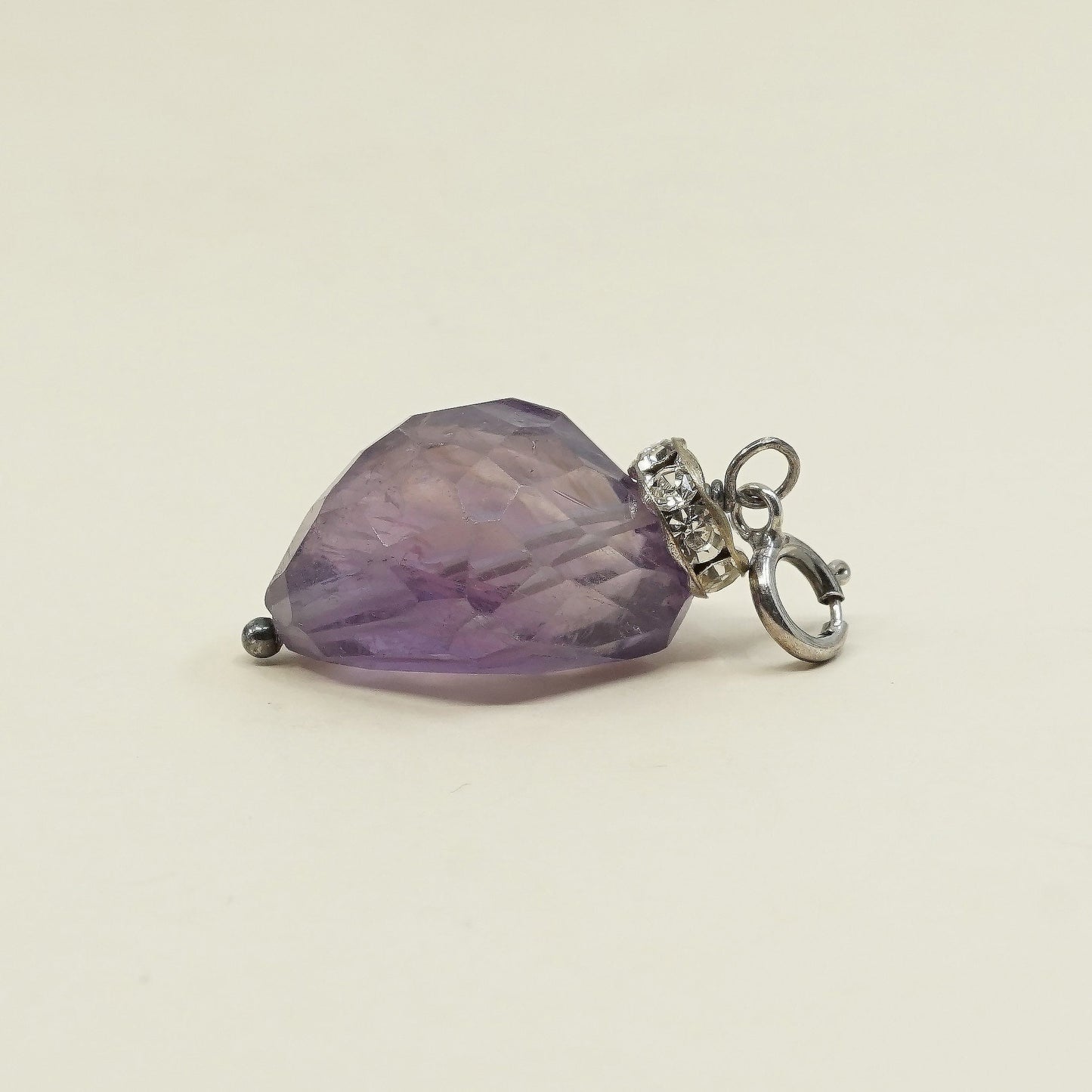 VTG Sterling 925 silver handmade pendant, nugget amethyst and Swarovski crystal