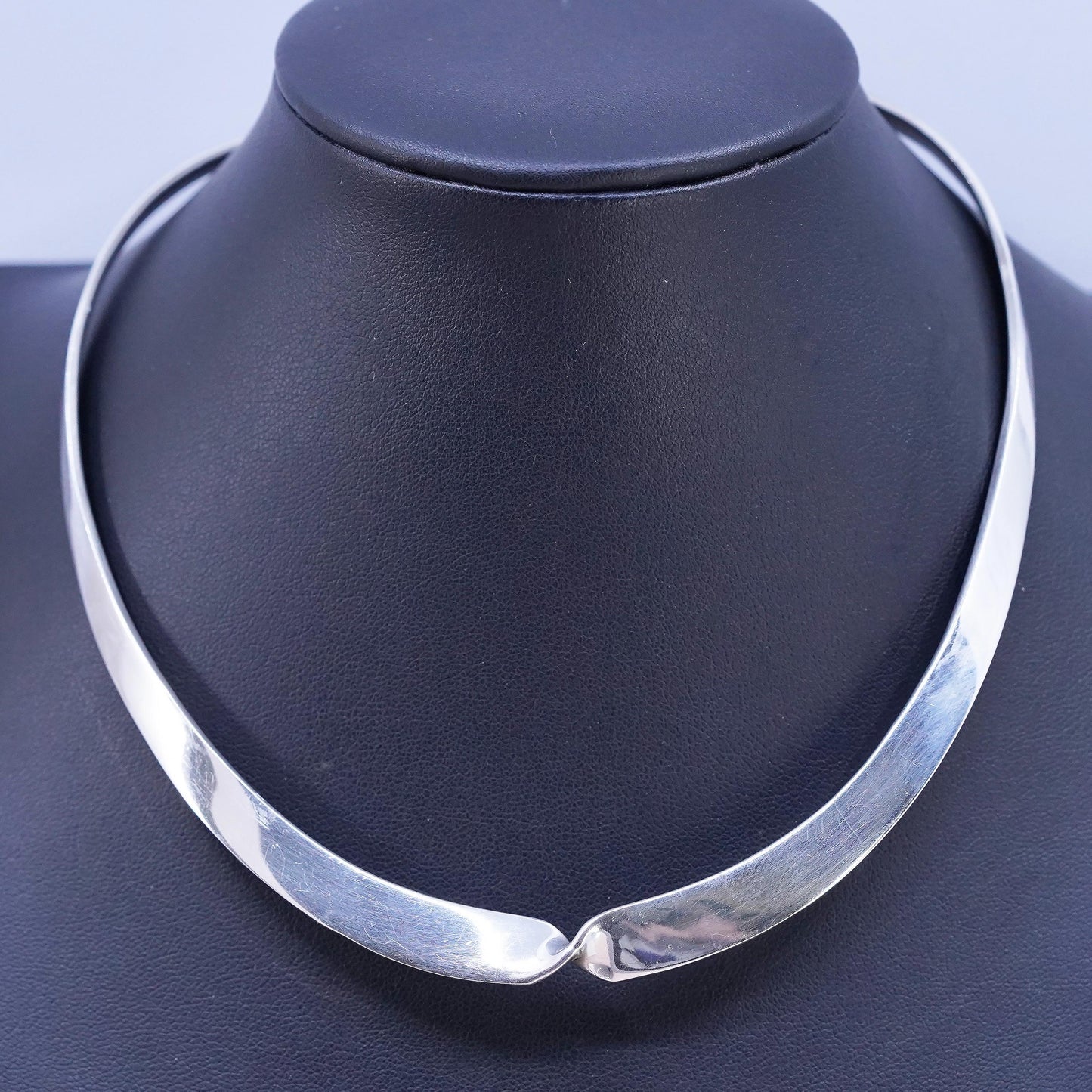 12", VTG Mexican Sterling silver necklace, twisted 925 choker collar necklace