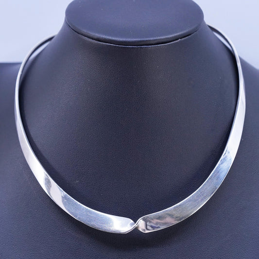 12", VTG Mexican Sterling silver necklace, twisted 925 choker collar necklace