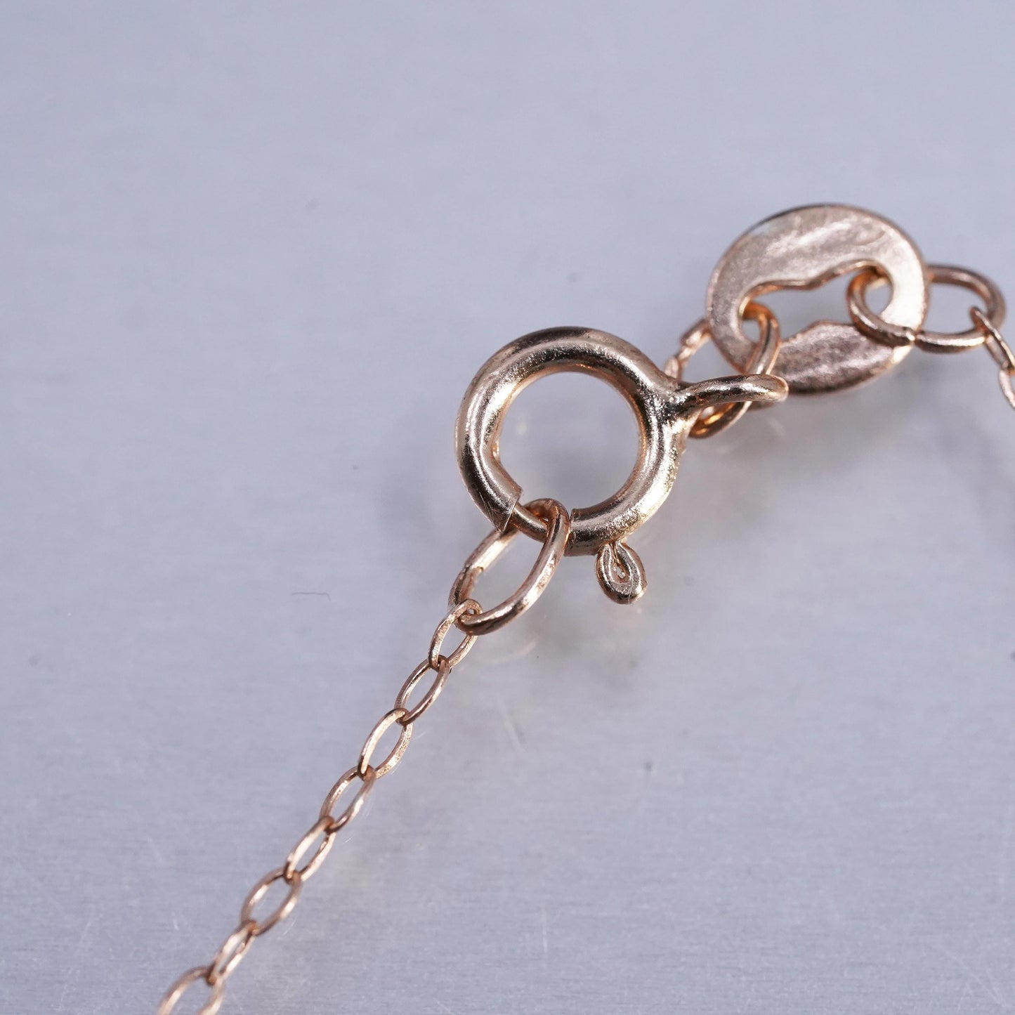 18", vintage vermeil rose gold Sterling 925 silver circle necklace bead pendant