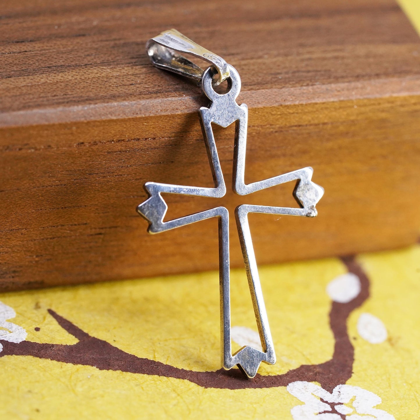 Vintage Sterling silver handmade cross pendant, 925 charm