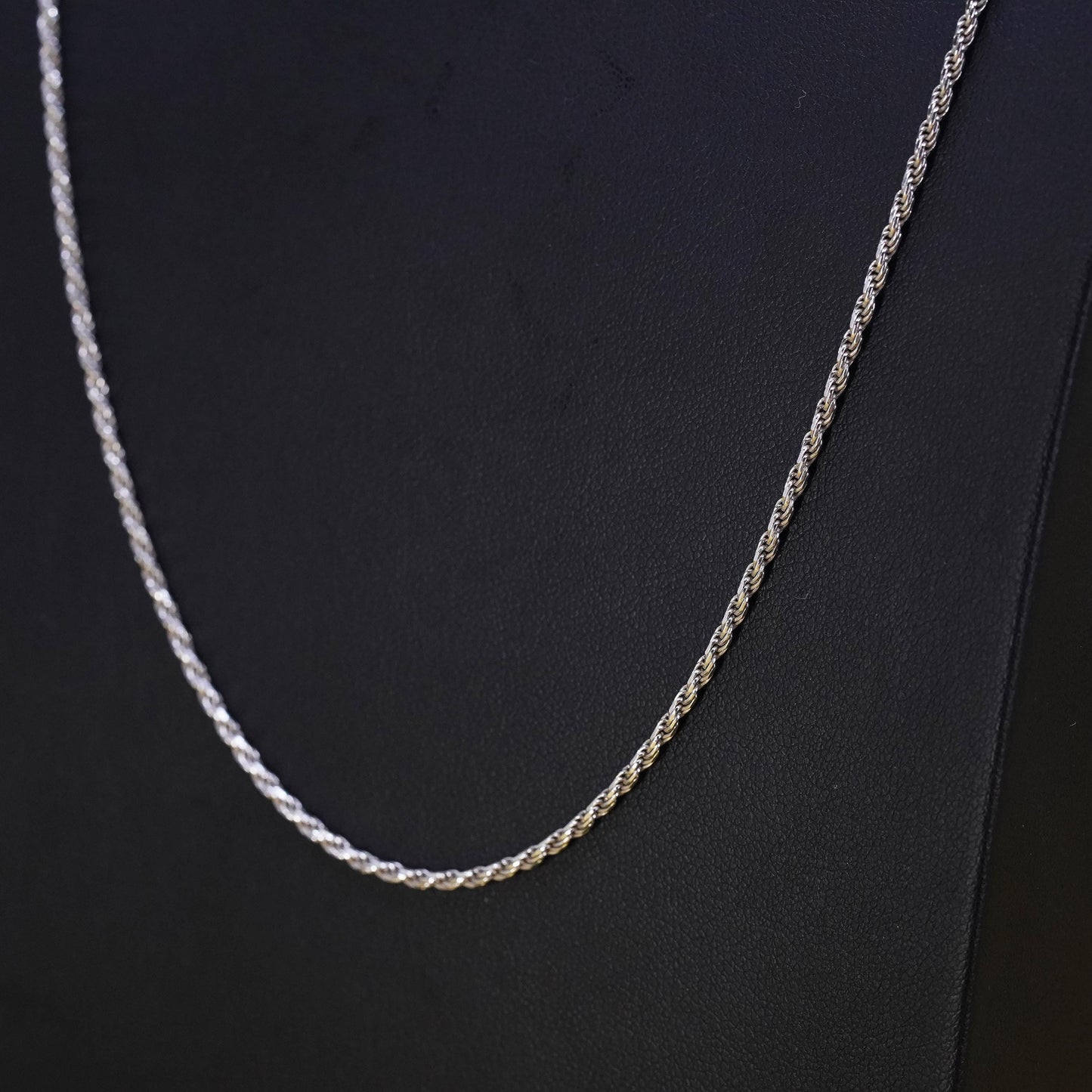 24" 2mm, vintage faded gold over Sterling silver necklace, Italy 925 rope chain