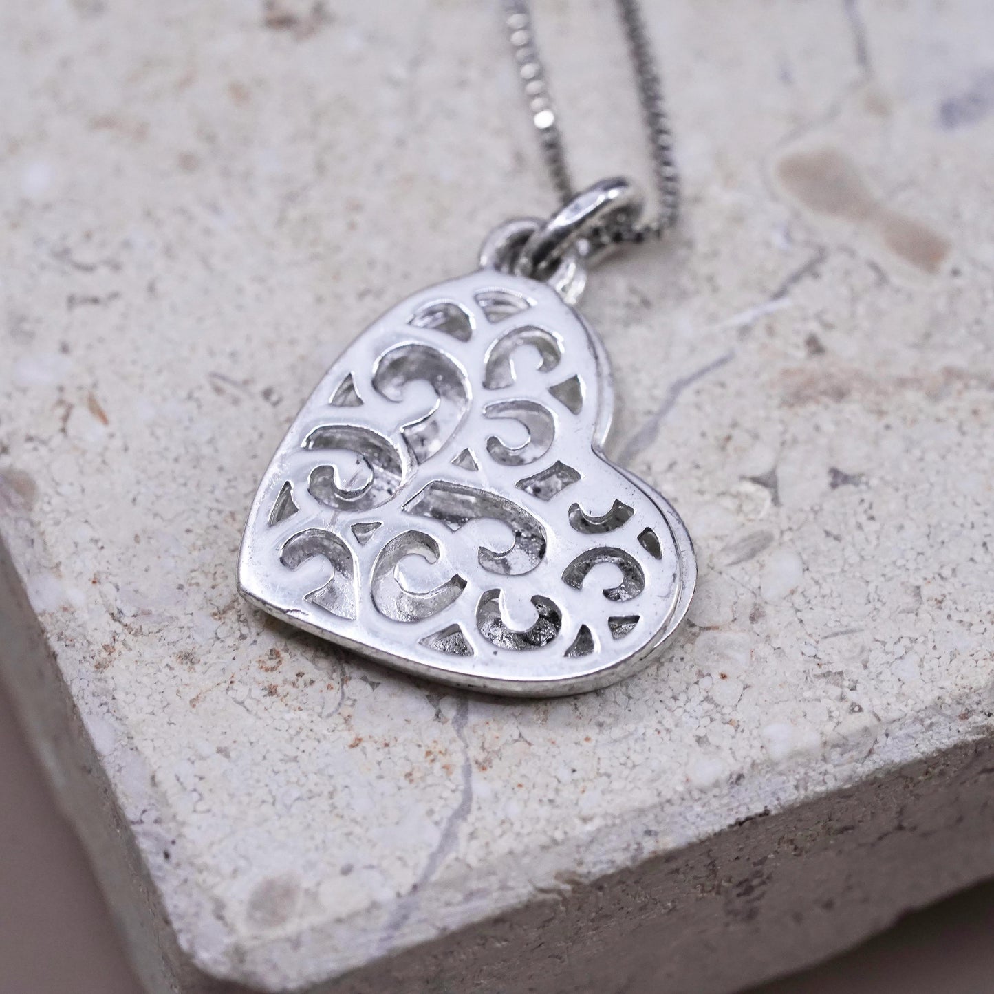 18”, Sterling silver necklace, 925 box chain heart mom you are the heart