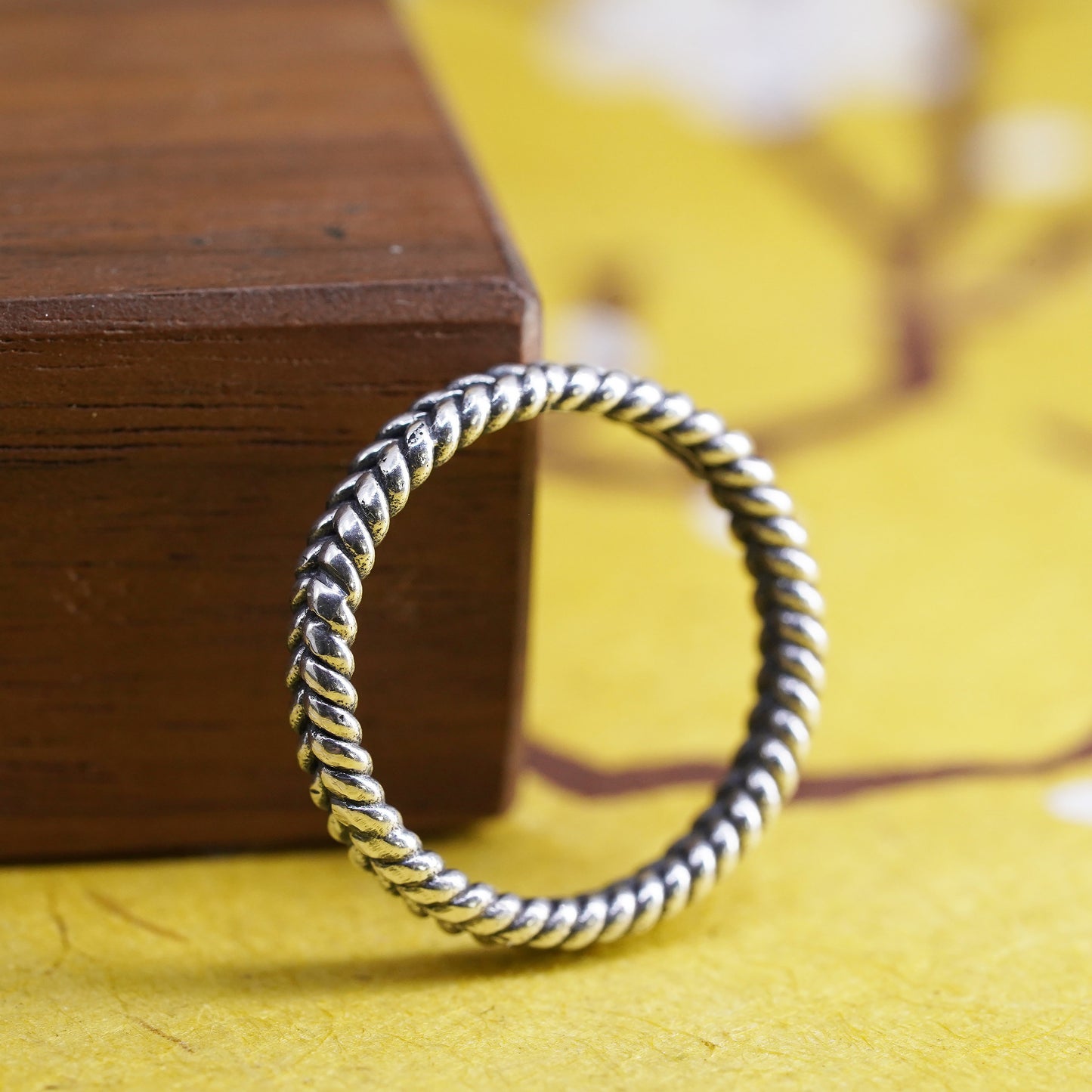 Size 6, vintage Sterling silver handmade ring, Mexican 925 cable band