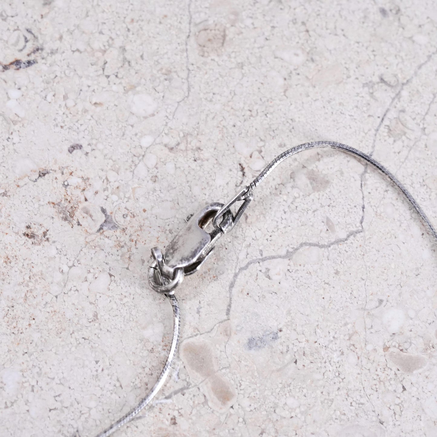18" two tone Sterling silver necklace, 925 snake chain with letter C pendant