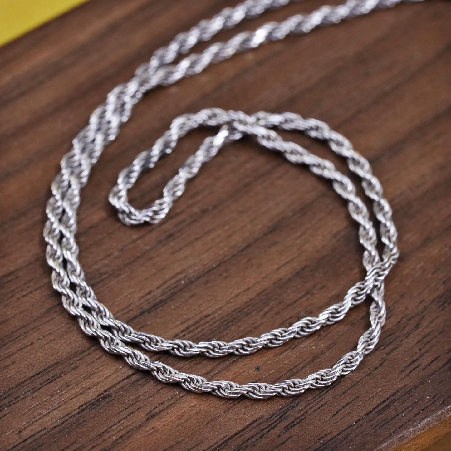 24" 2mm, vintage faded gold over Sterling silver necklace, Italy 925 rope chain