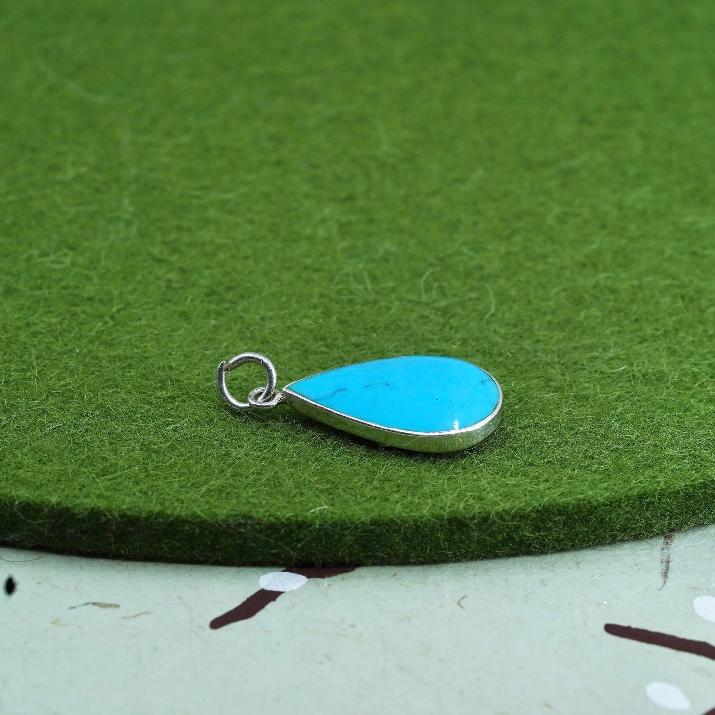 Native American sterling silver 925 teardrop with turquoise