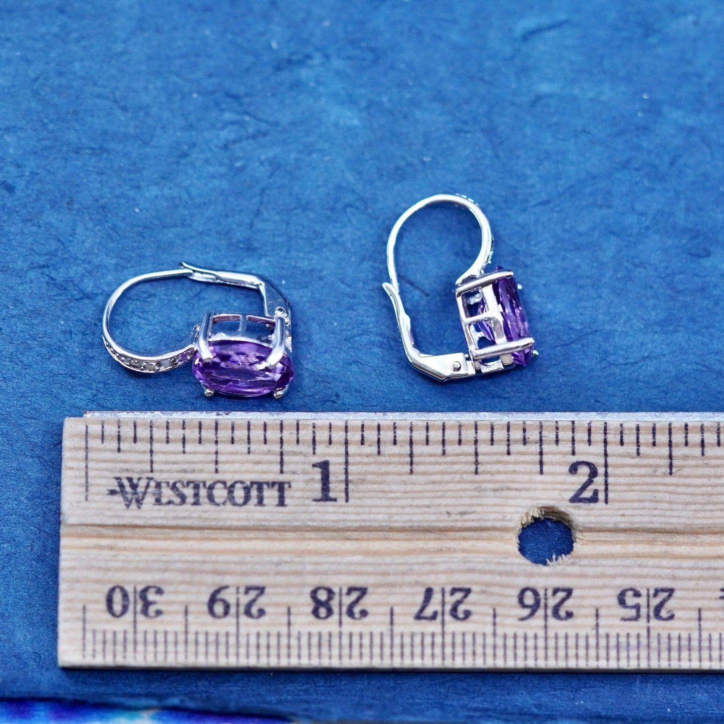 Vintage sterling 925 silver handmade earrings with amethyst