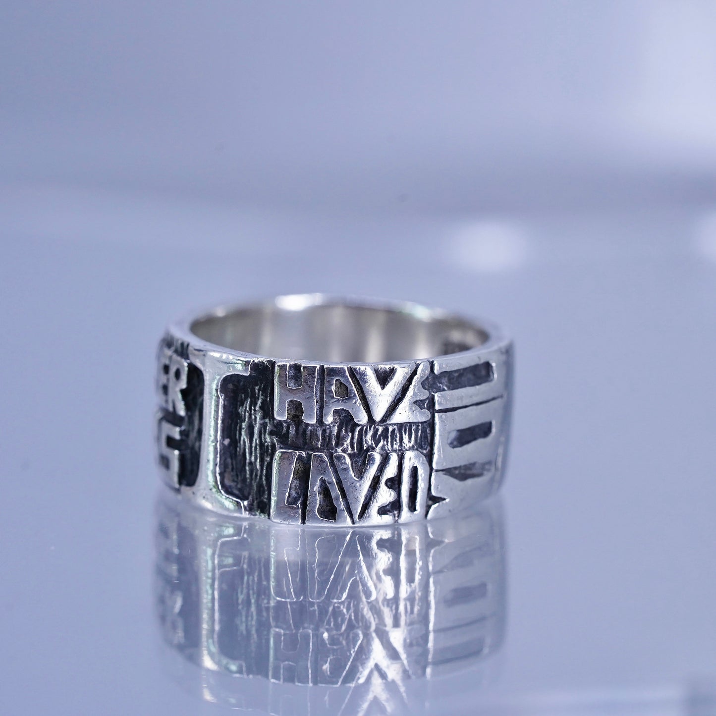 Size 10.5, Sterling 925 silver ring, “Love one another i have loved you” band