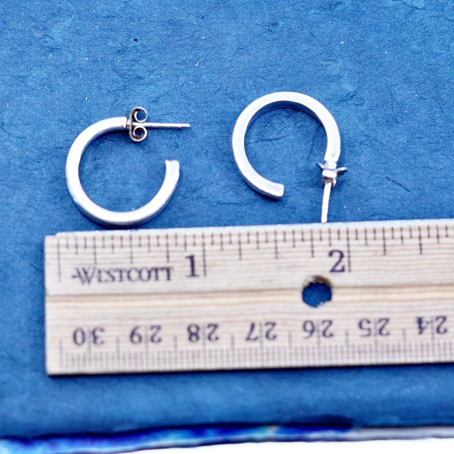 0.75”, vintage Sterling silver handmade earrings, 925 huggie studs