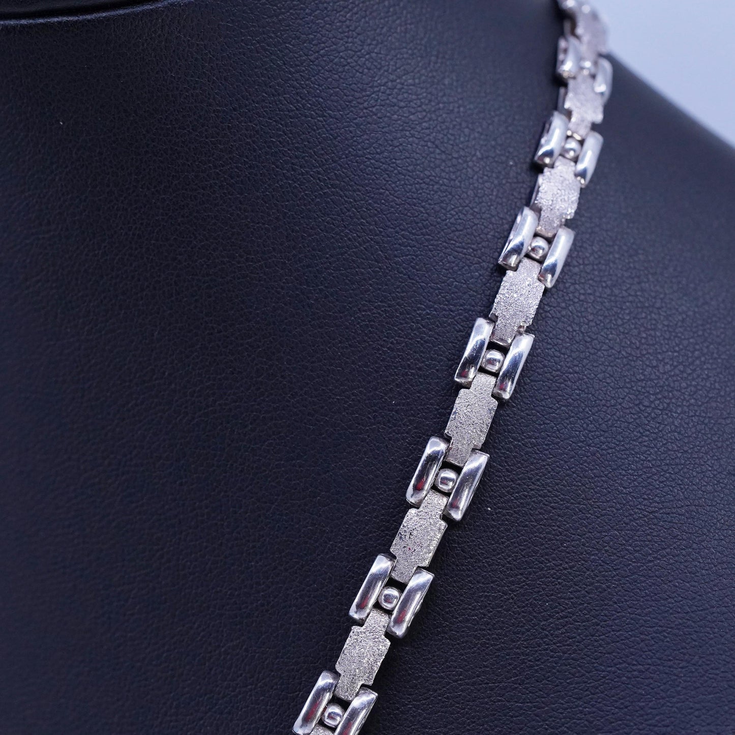 17" 6mm, vintage Italian Sterling 925 silver tennis necklace