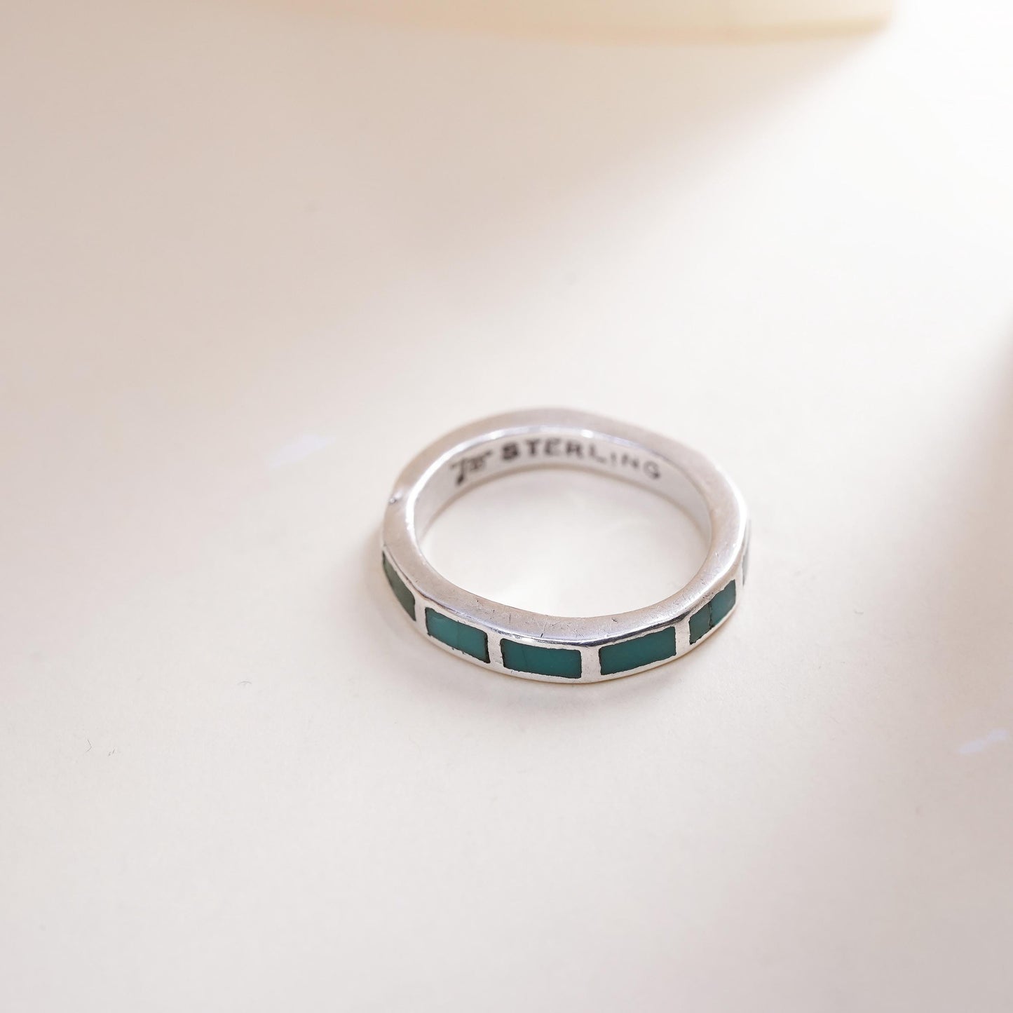 Size 5.5, Native American Bell Trading sterling silver ring, 925 band turquoise