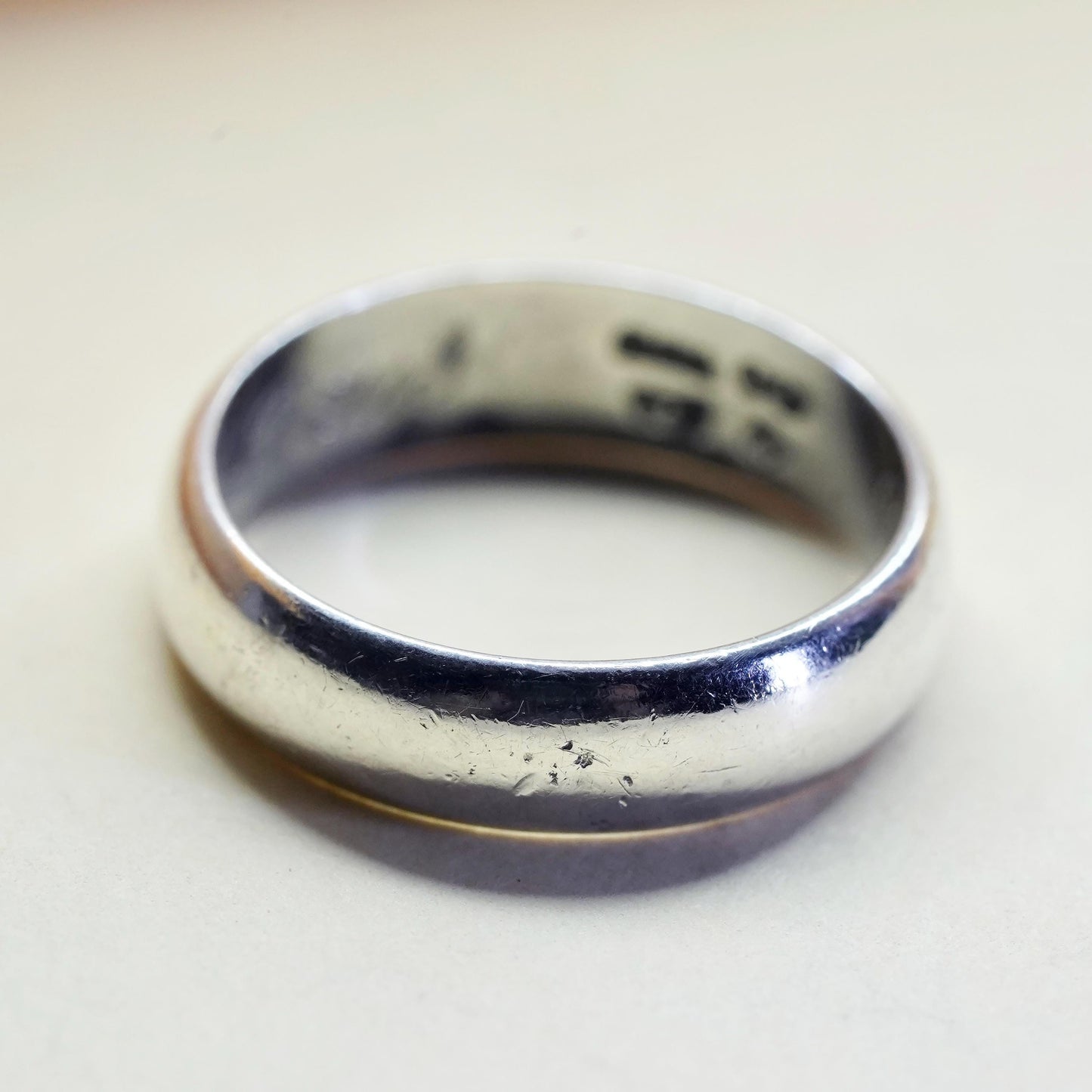 Size 5, Vintage sterling silver handmade ring, 925 silver band, wedding band