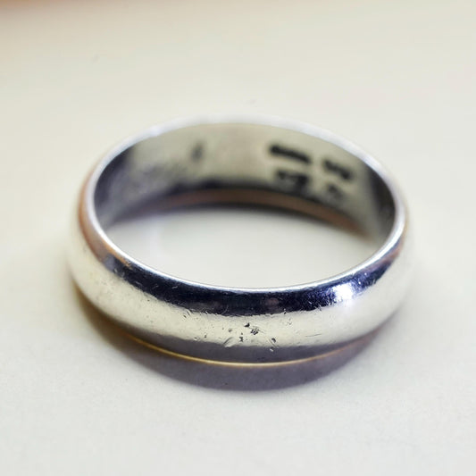 Size 5, Vintage sterling silver handmade ring, 925 silver band, wedding band