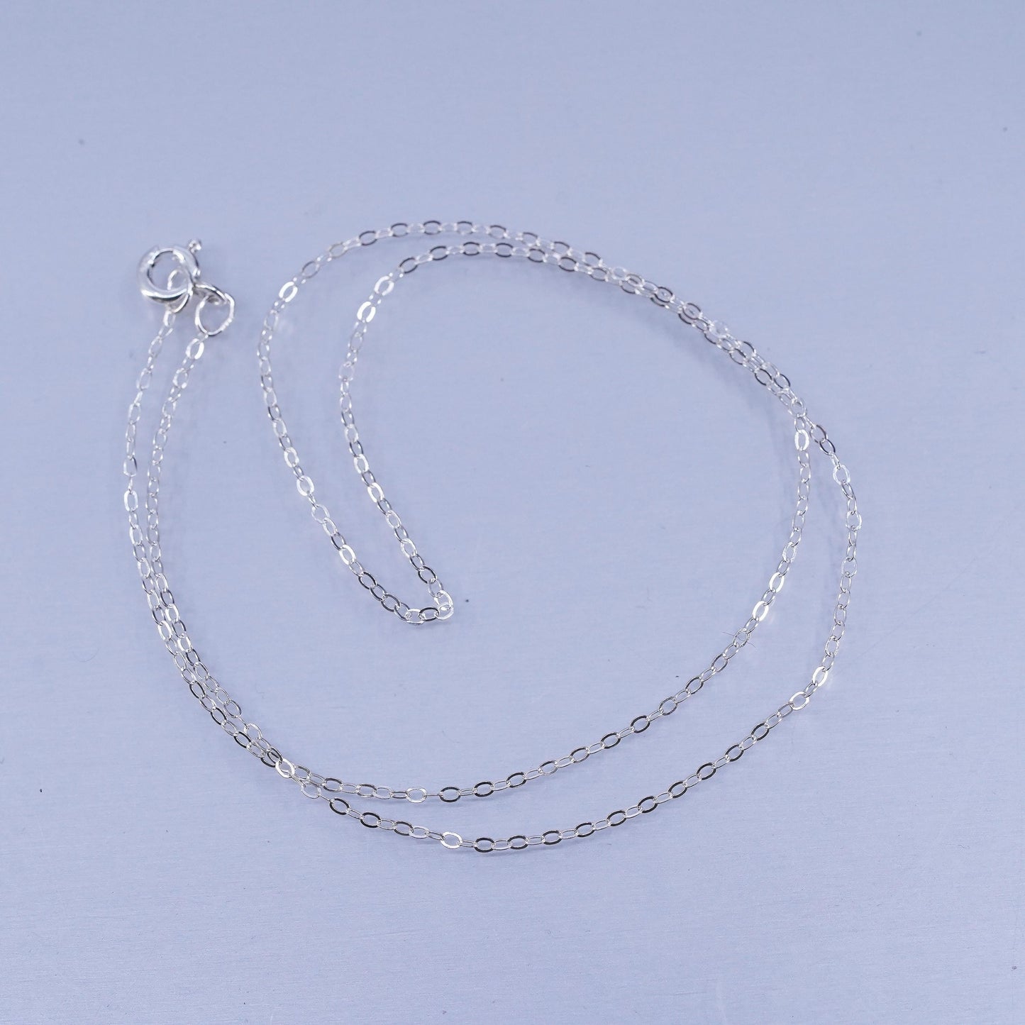 16” 1.6mm, vintage Italian Sterling 925 silver flatten circle chain necklace