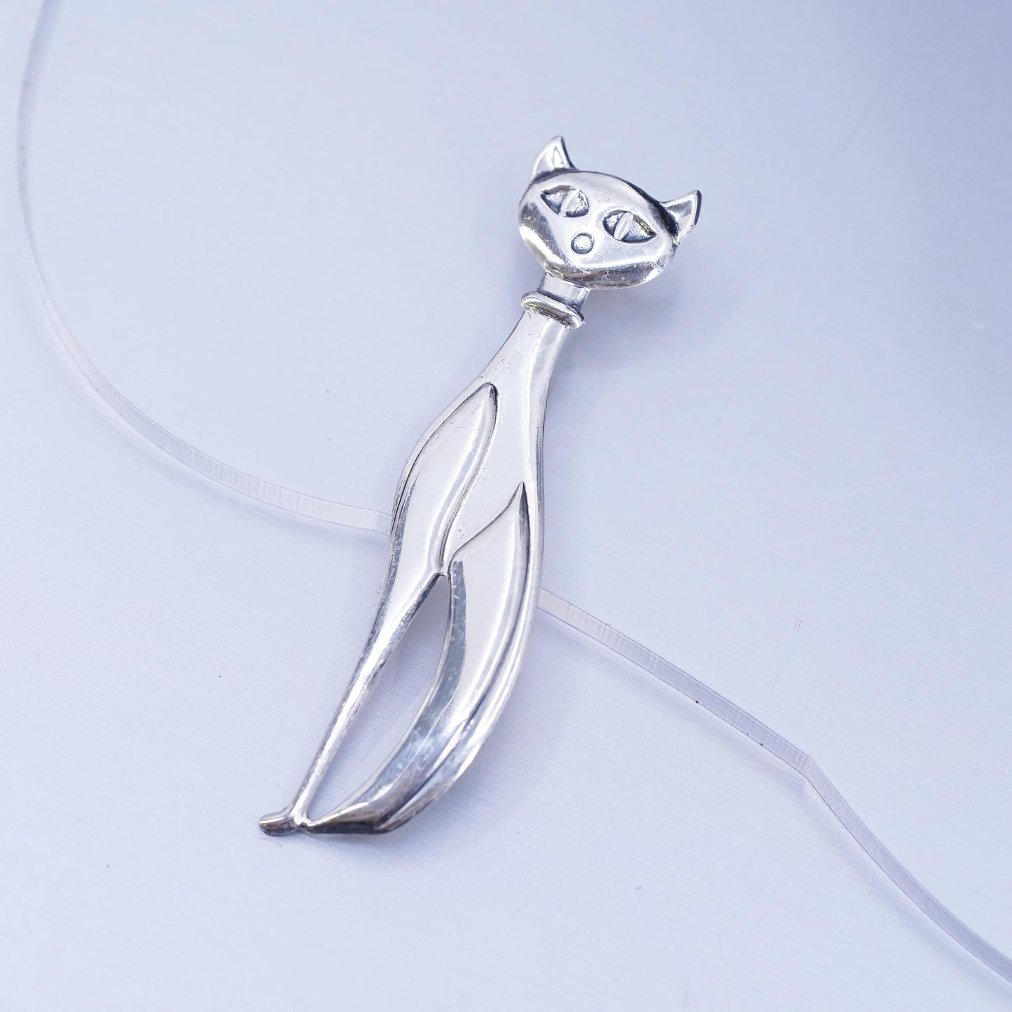 Vintage Beau sterling silver handmade brooch, 925 kitty cat pin