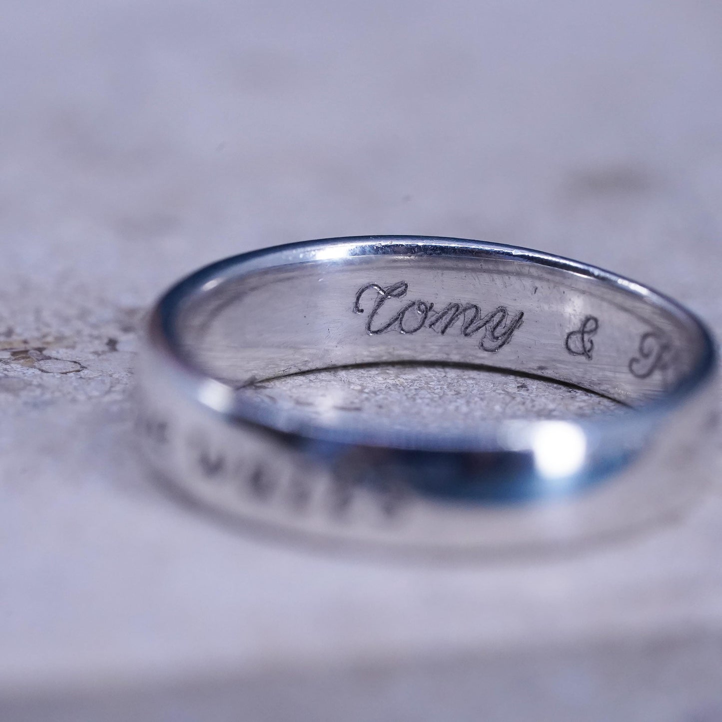 Size 8, vintage Sterling silver prayer ring, 925 band engraved "true love waits